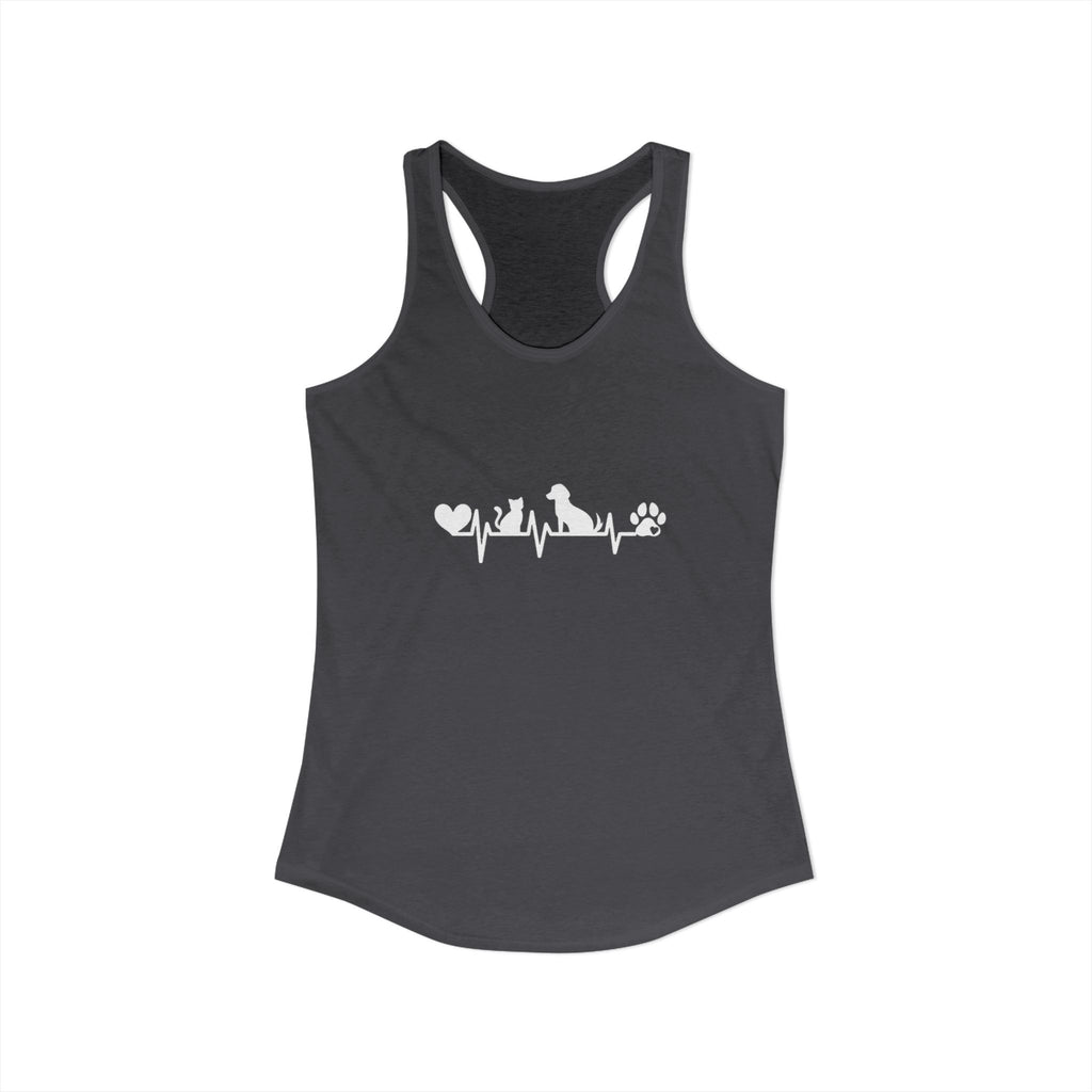 Dog-Cat Heartbeat Racerback Tank