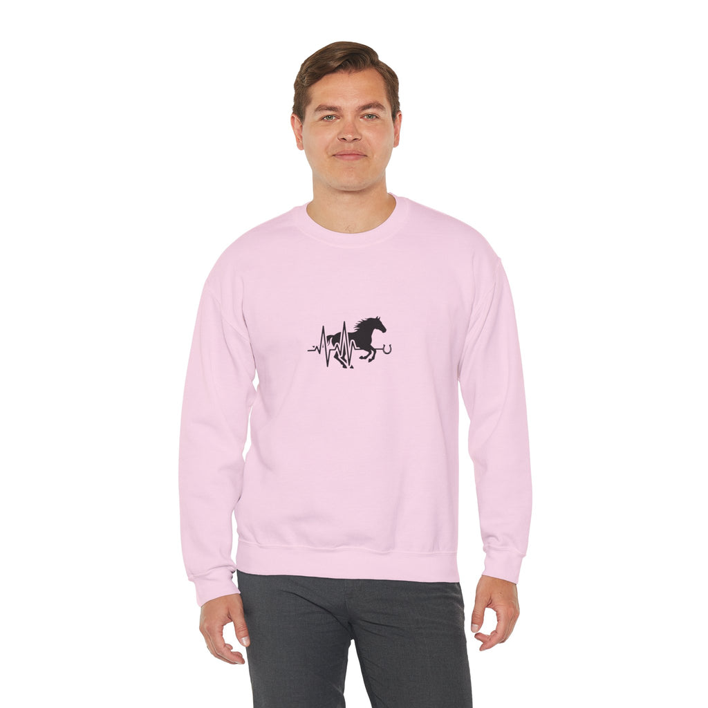 Horse Heartbeat Crewneck Sweatshirt — Equestrian Horse Love Graphic