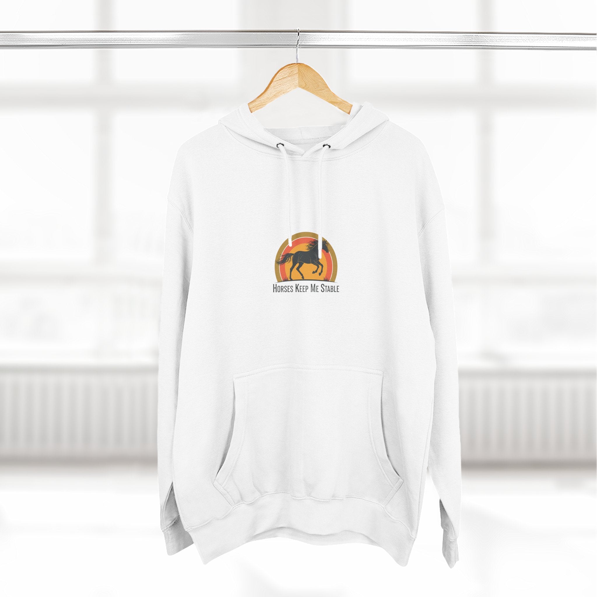 Horse Sunset Hoodie — Retro Equine Graphic Fleece Pullover