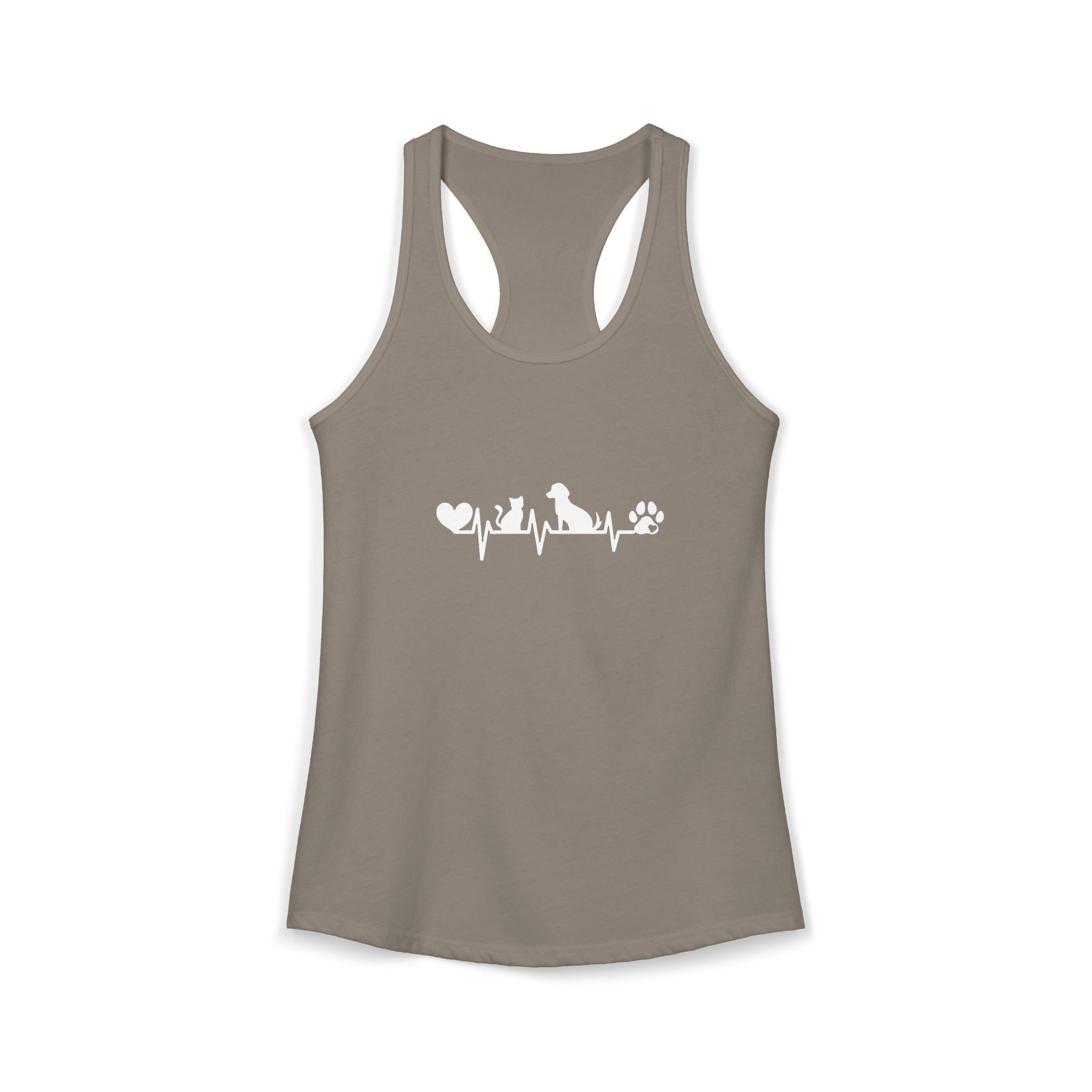 Dog-Cat Heartbeat Racerback Tank
