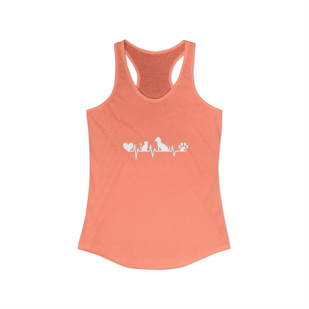 Dog-Cat Heartbeat Racerback Tank