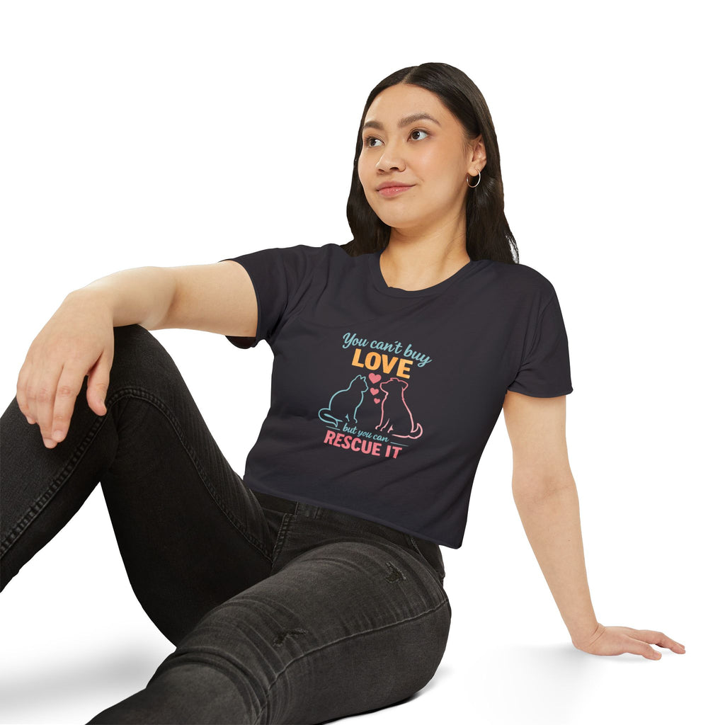 Rescue Love Crop Top — “You can't buy love but you can rescue it” Rescue Pet Festival Tee
