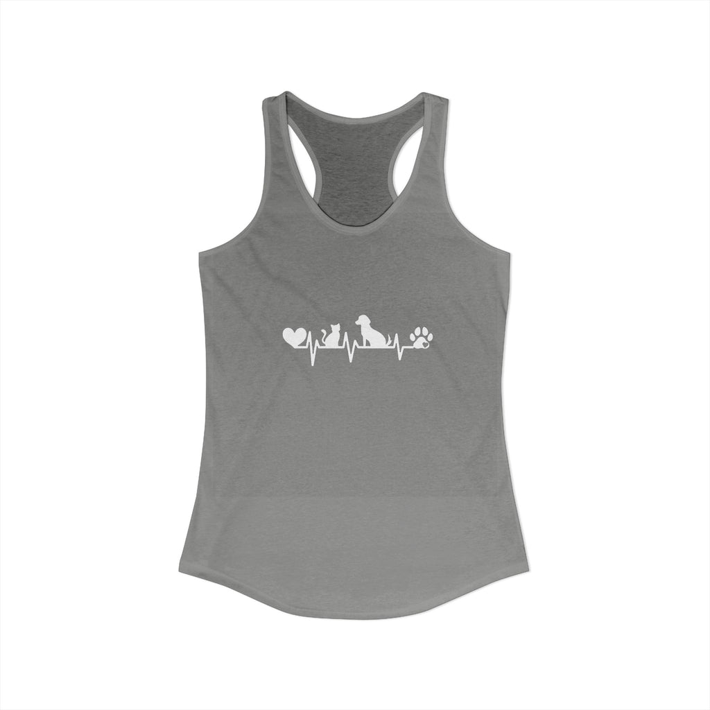 Dog-Cat Heartbeat Racerback Tank