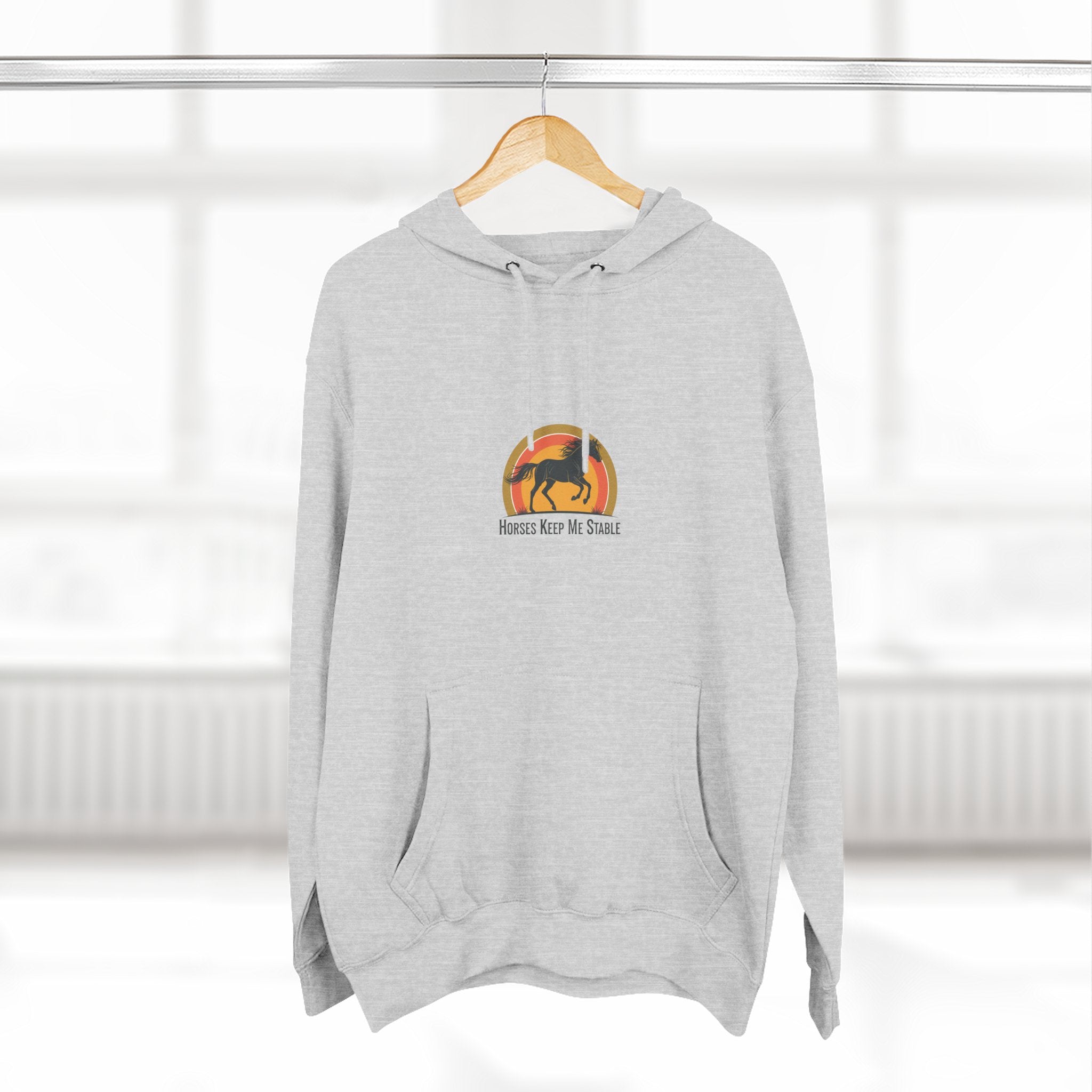 Horse Sunset Hoodie — Retro Equine Graphic Fleece Pullover