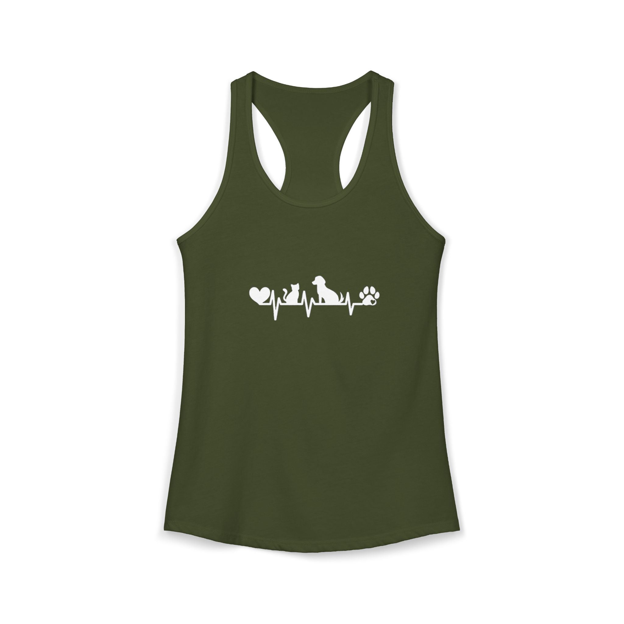 Dog-Cat Heartbeat Racerback Tank