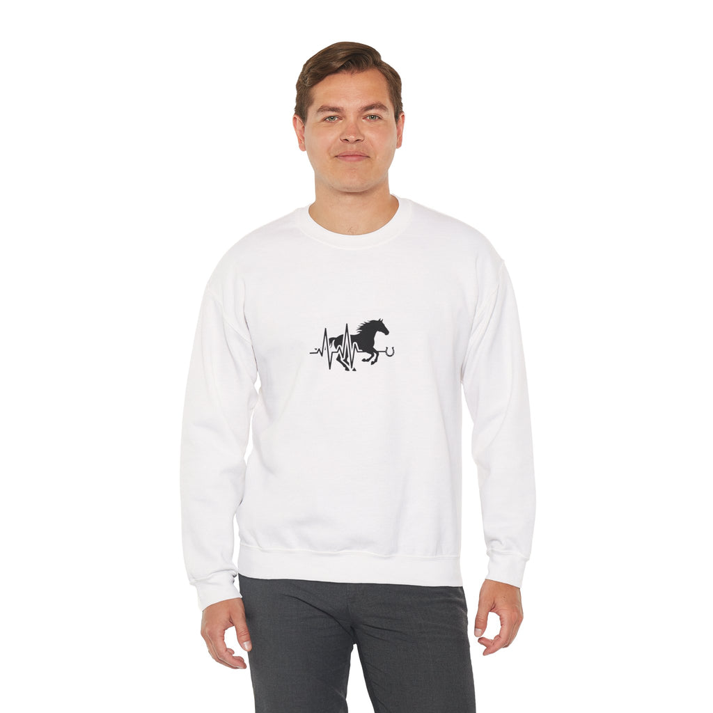 Horse Heartbeat Crewneck Sweatshirt — Equestrian Horse Love Graphic