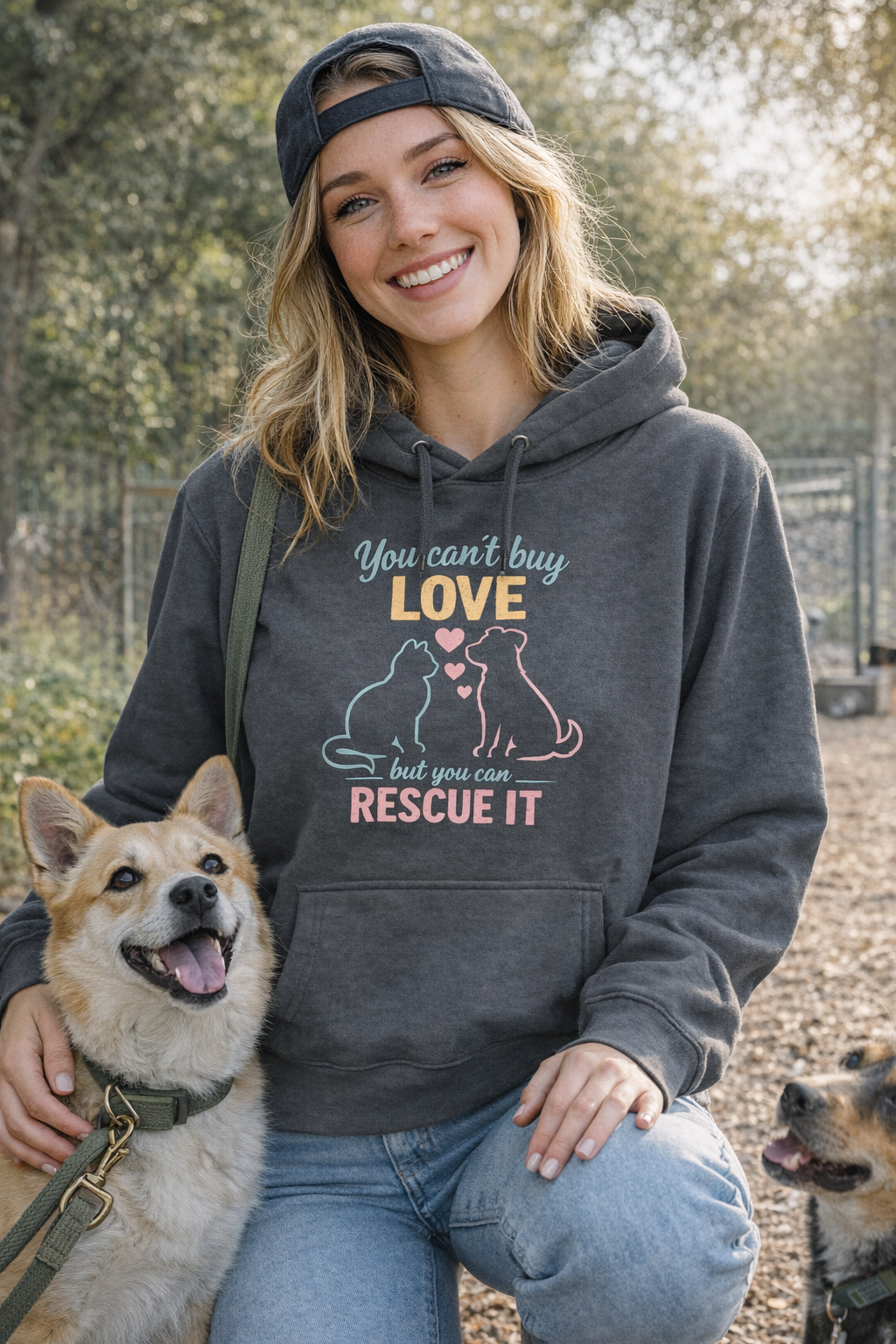 Rescue Love Fleece Hoodie — "You Can't Buy Love But You Can Rescue It"