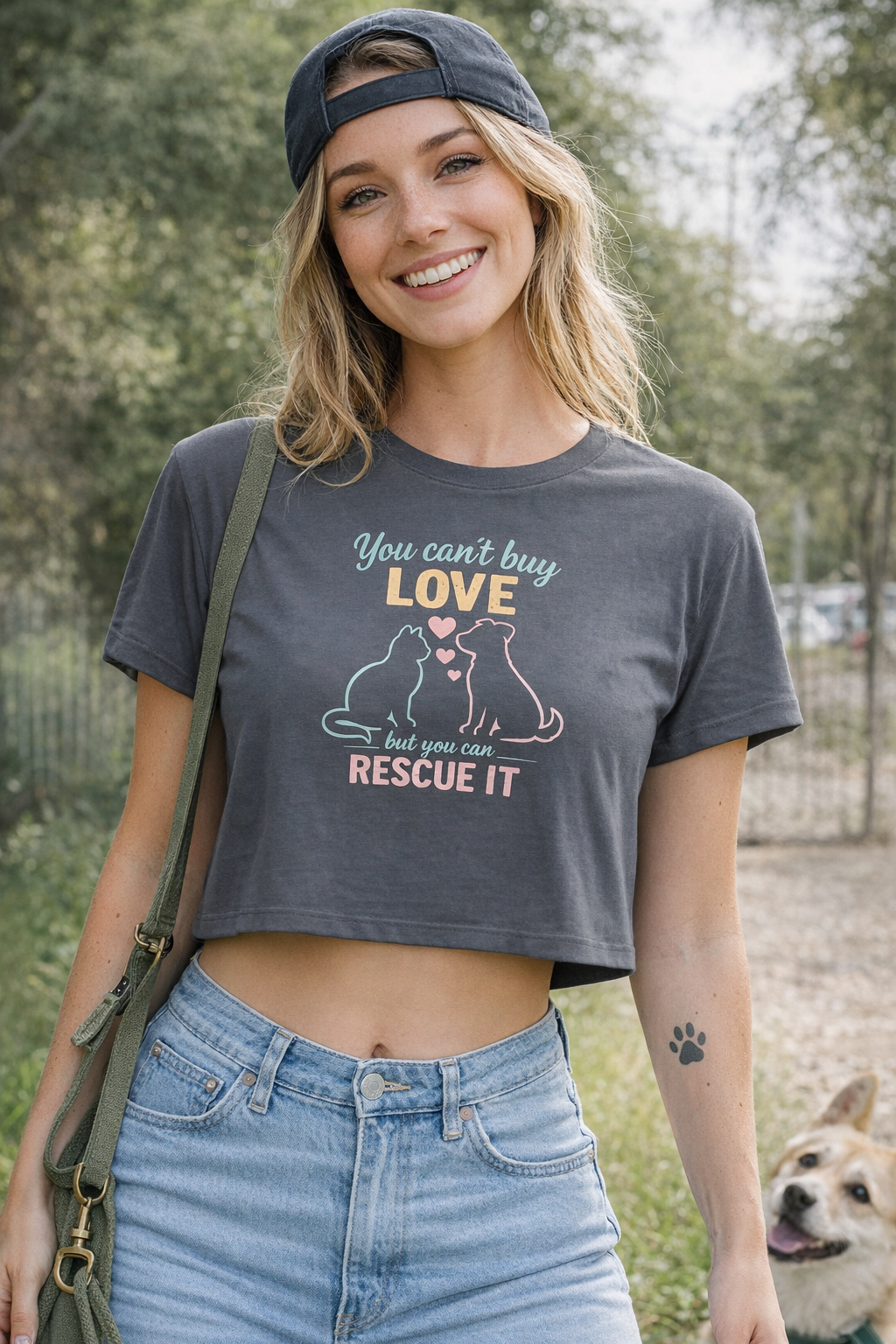 Rescue Love Crop Top — “You can't buy love but you can rescue it” Rescue Pet Festival Tee