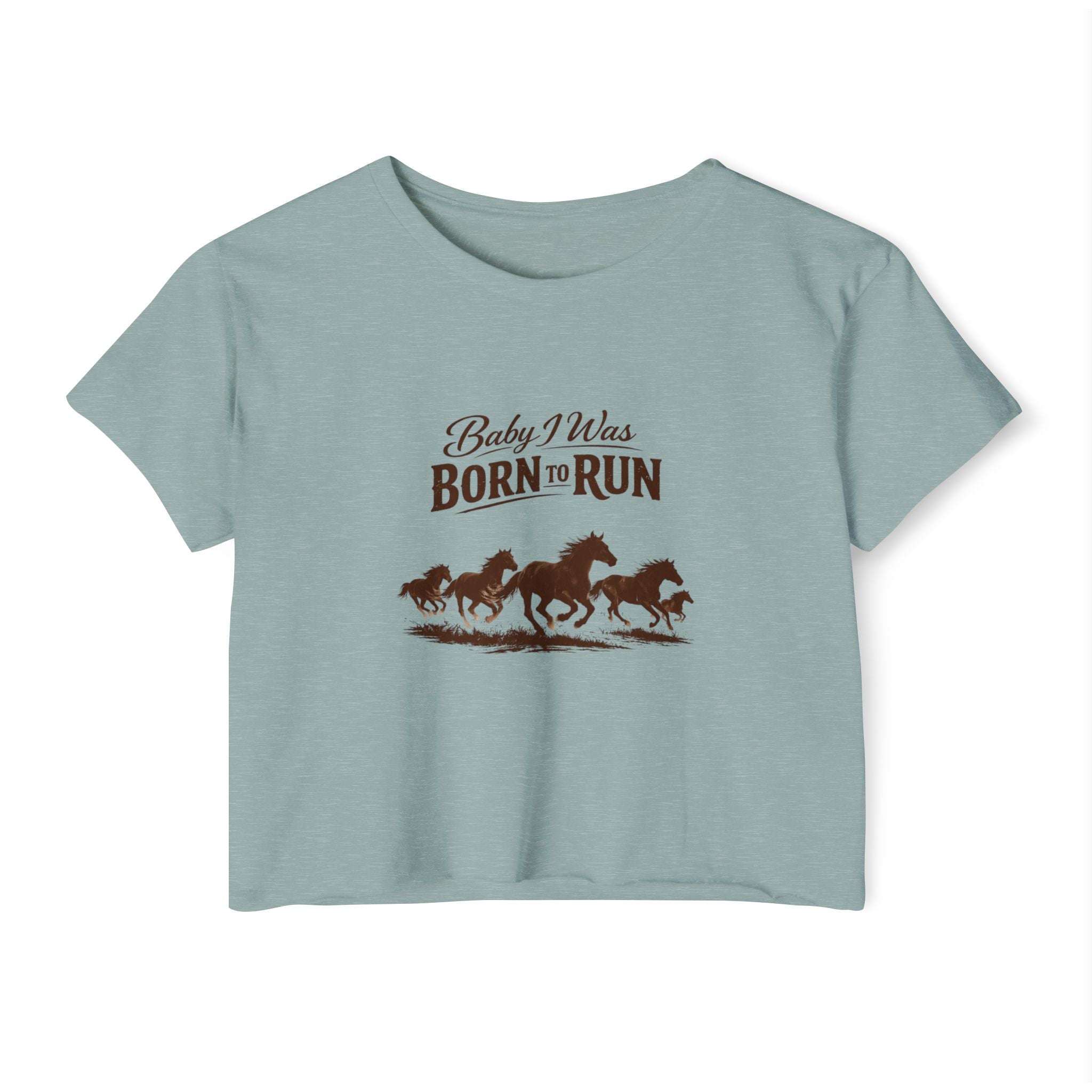 Born to Run Crop Top - Wild Horses Graphic Women's Festival Tee