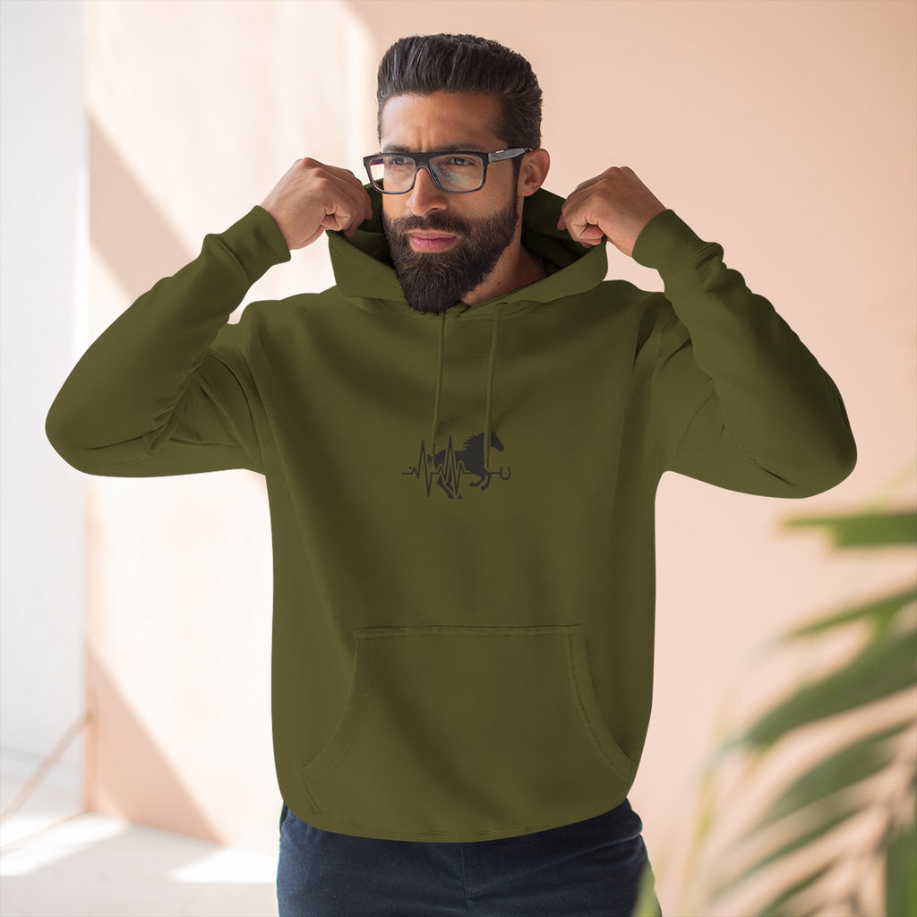 Horse Heartbeat Hoodie — Minimal Equestrian Fleece Pullover