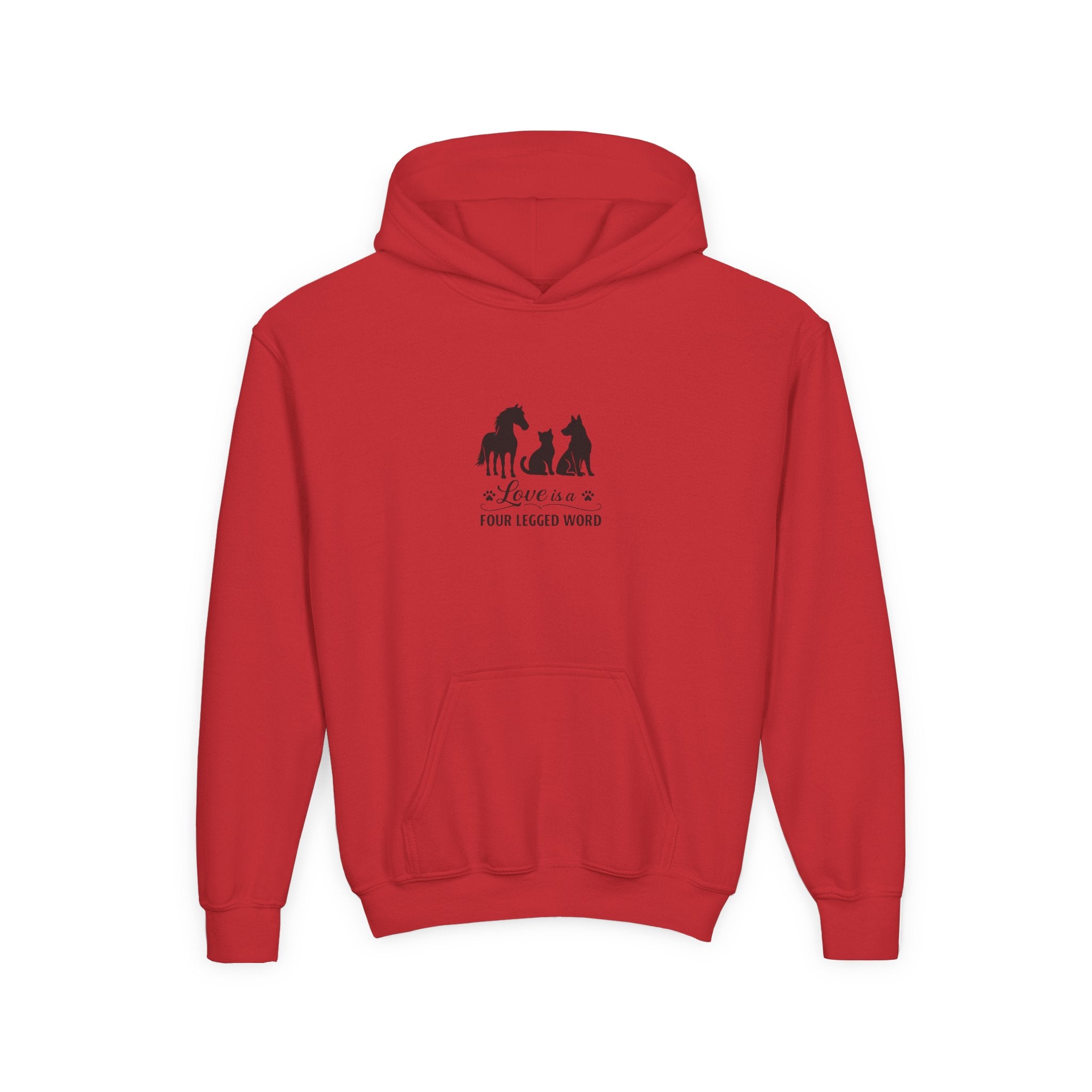 Kids Hoodie — "Love is a Four Legged Word" Animal Support