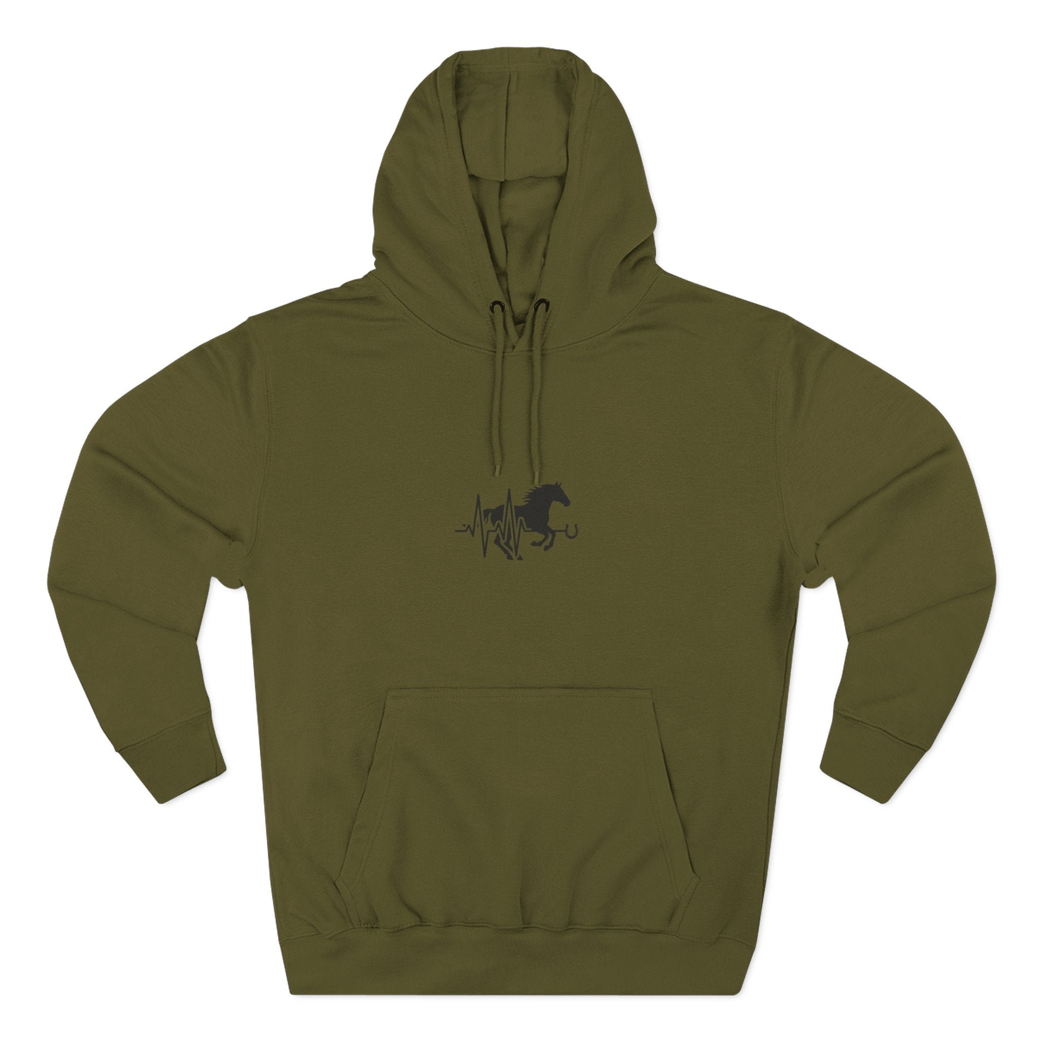Horse Heartbeat Hoodie — Minimal Equestrian Fleece Pullover