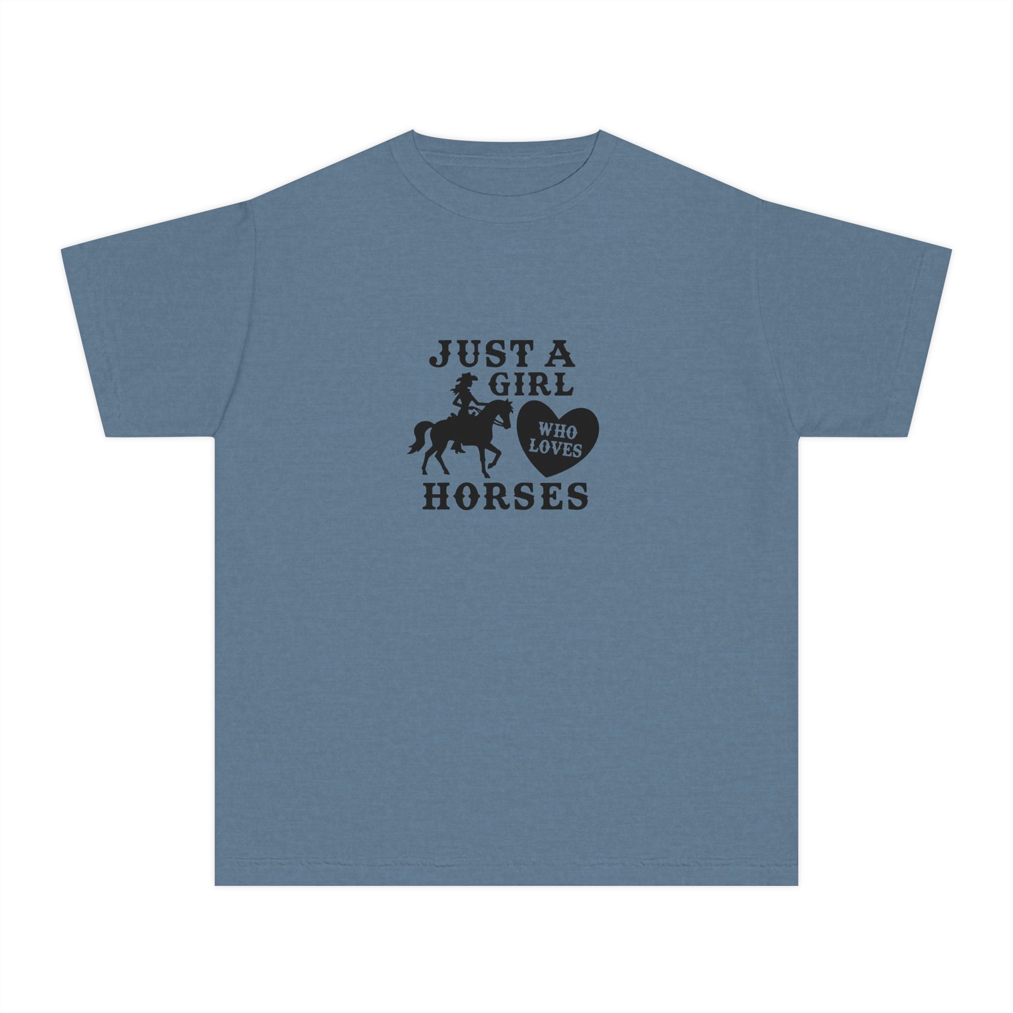 Youth Tee — "Just a Girl Who Loves Horses" Horse Graphic Shirt