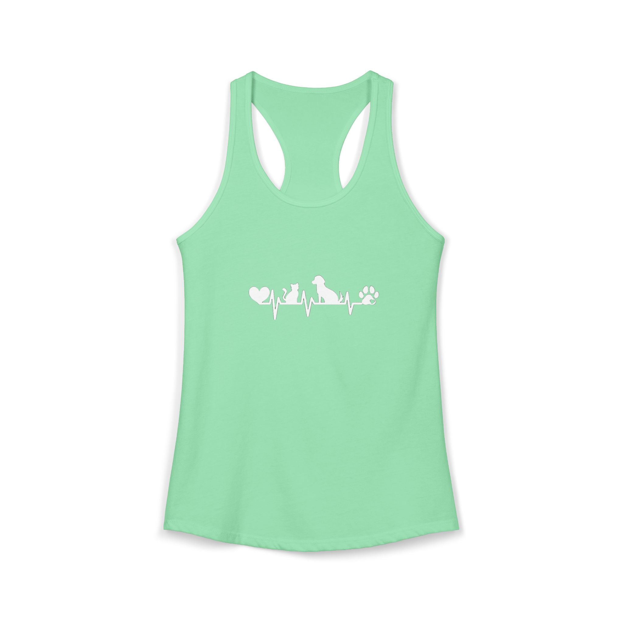 Dog-Cat Heartbeat Racerback Tank