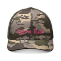 Camouflage Trucker Hat — Embroidered "Barn Rat" Pink Script