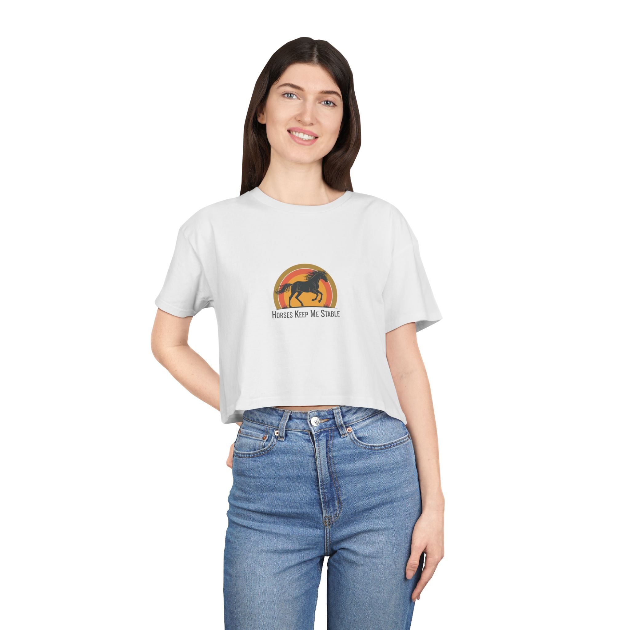 Vintage Sunset Horse- Crop Top Tee