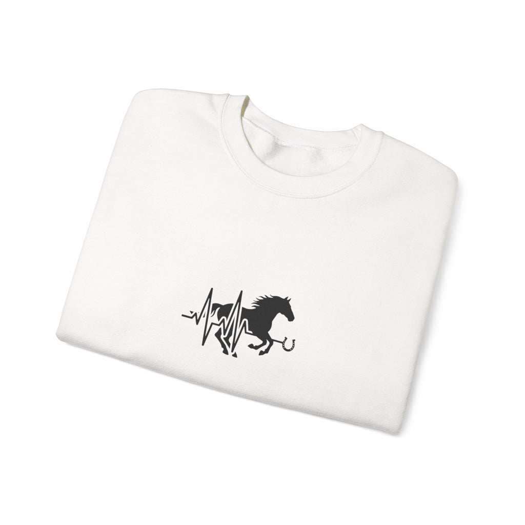 Horse Heartbeat Crewneck Sweatshirt — Equestrian Horse Love Graphic