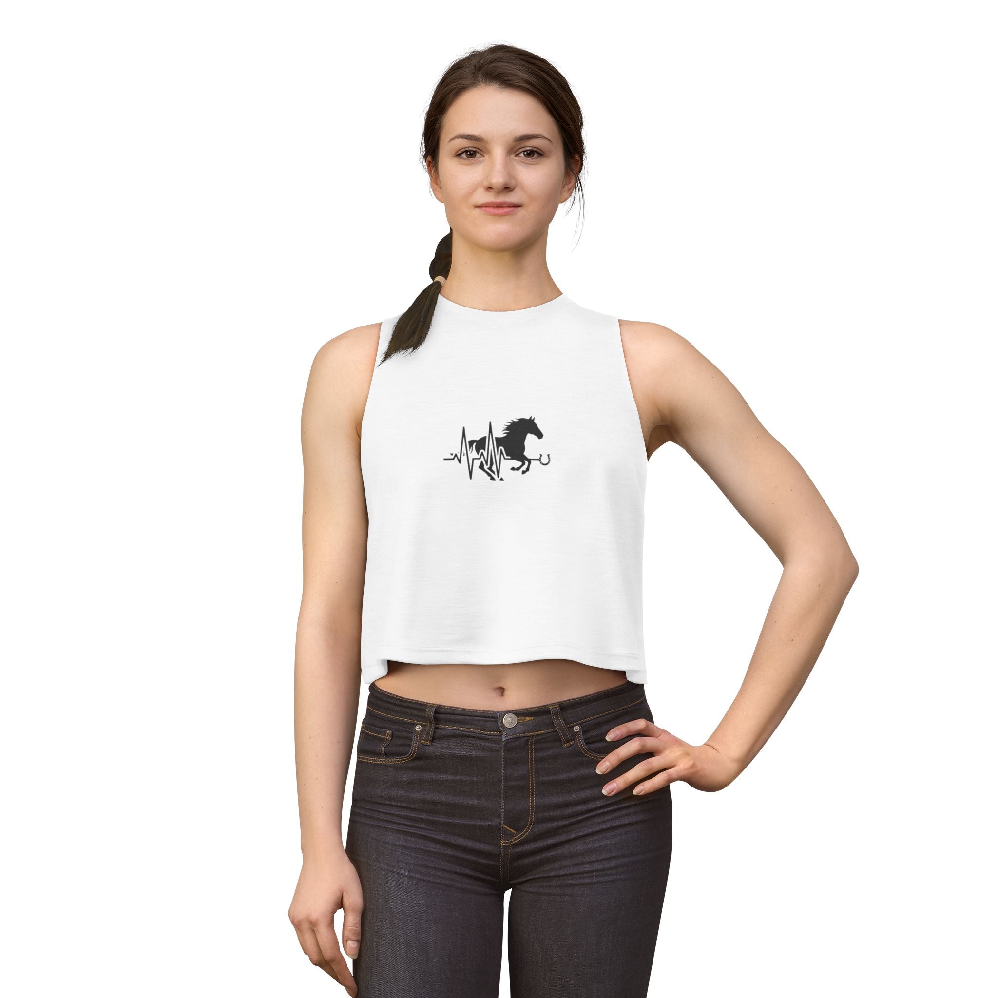 Horse Heartbeat Crop Top — Equestrian Women's Crop Tank