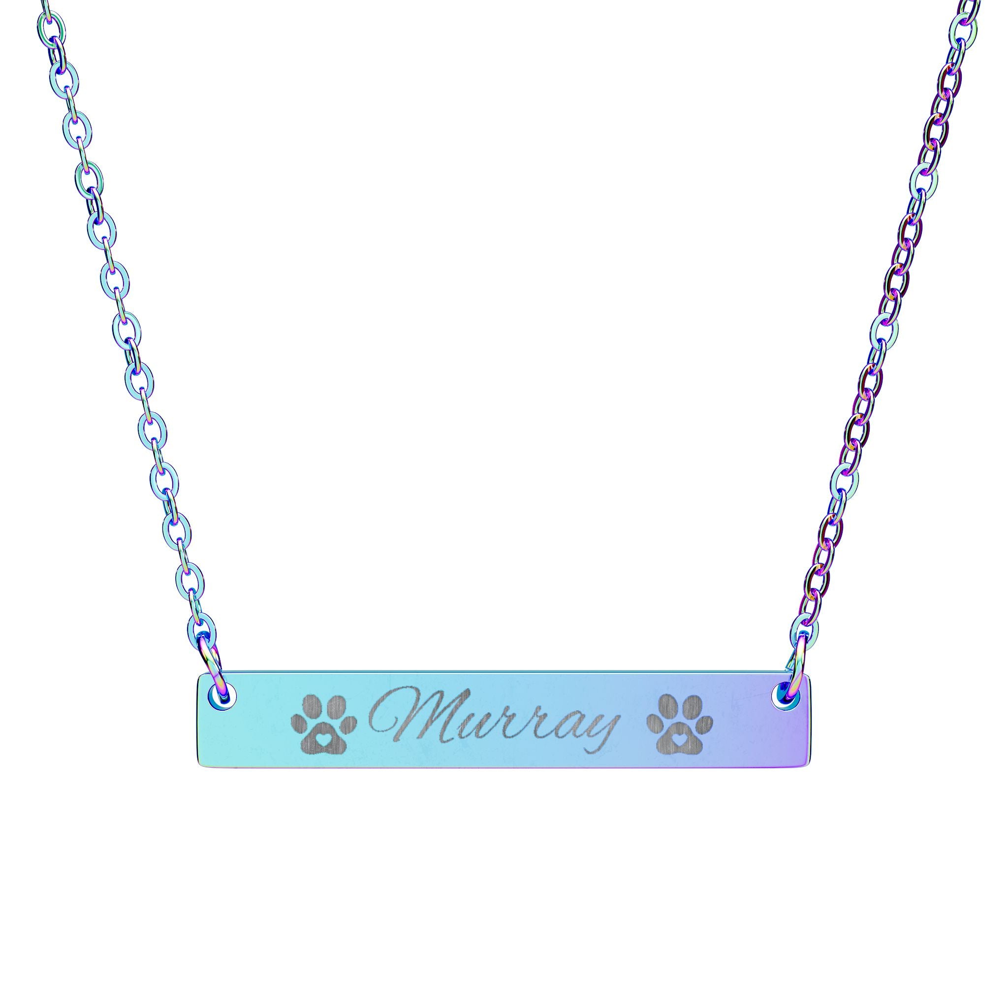 Engravable Paw Bar Necklace — Personalized Horizontal Name Necklace