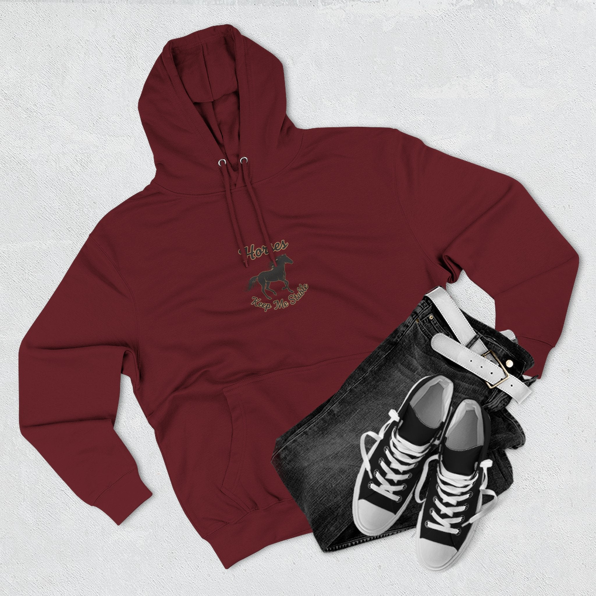 Horse Rescue Hoodie - "Horses Keep Me Stable" Fleece Pullover