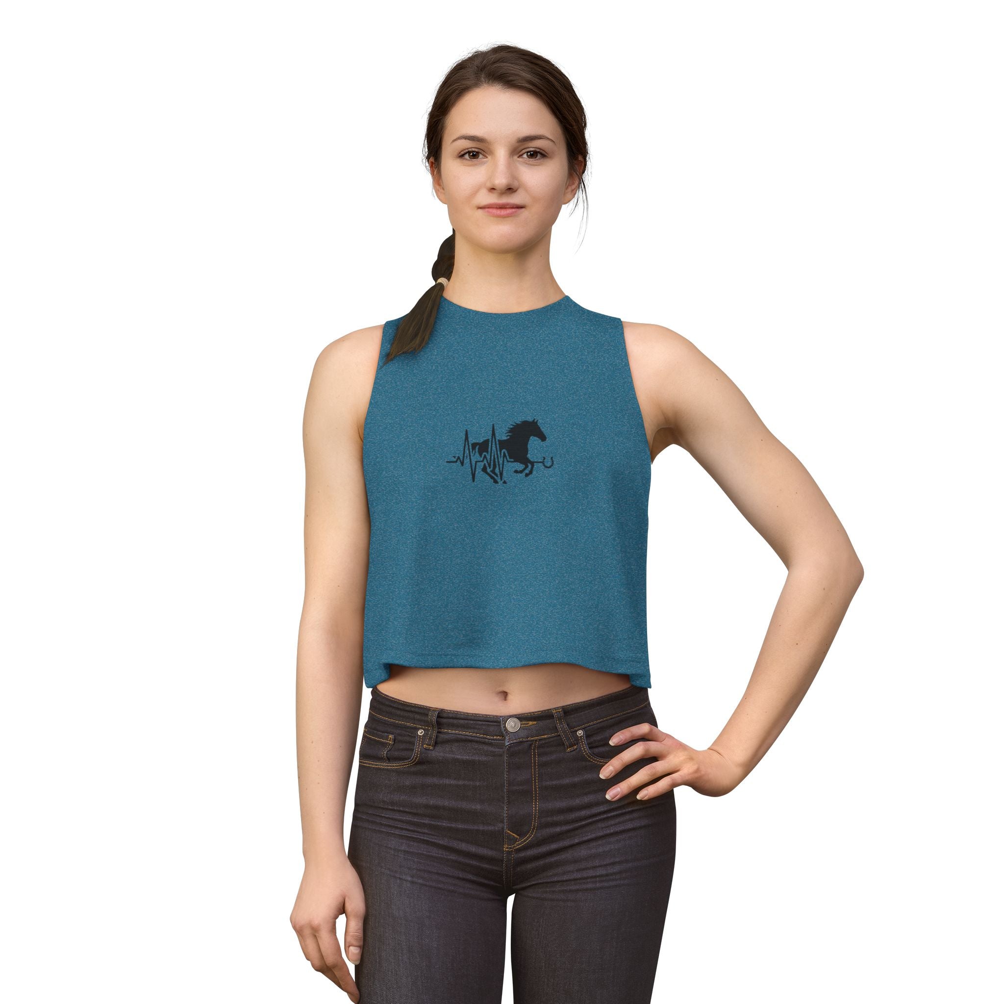 Horse Heartbeat Crop Top — Equestrian Women's Crop Tank