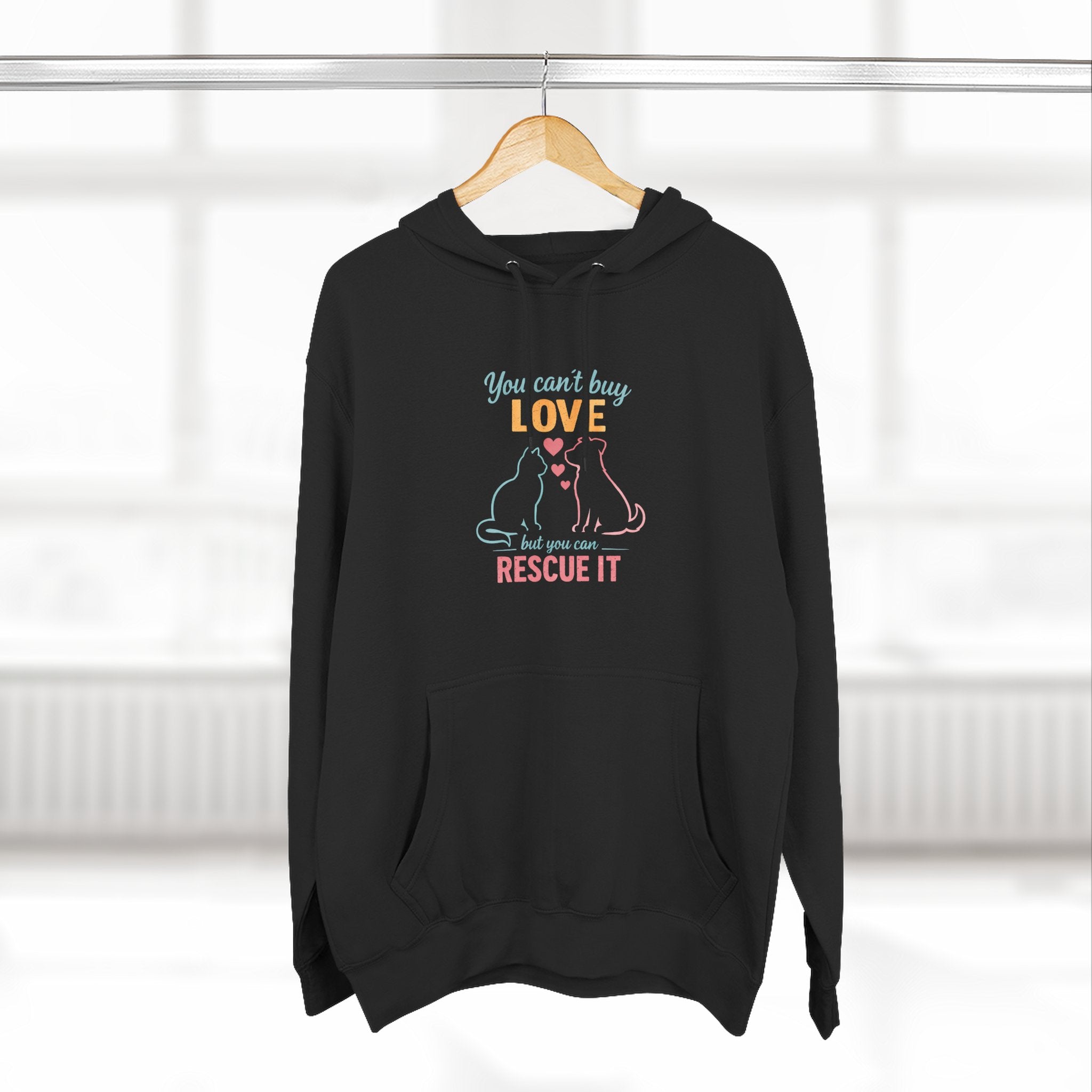 Rescue Love Fleece Hoodie — "You Can't Buy Love But You Can Rescue It"