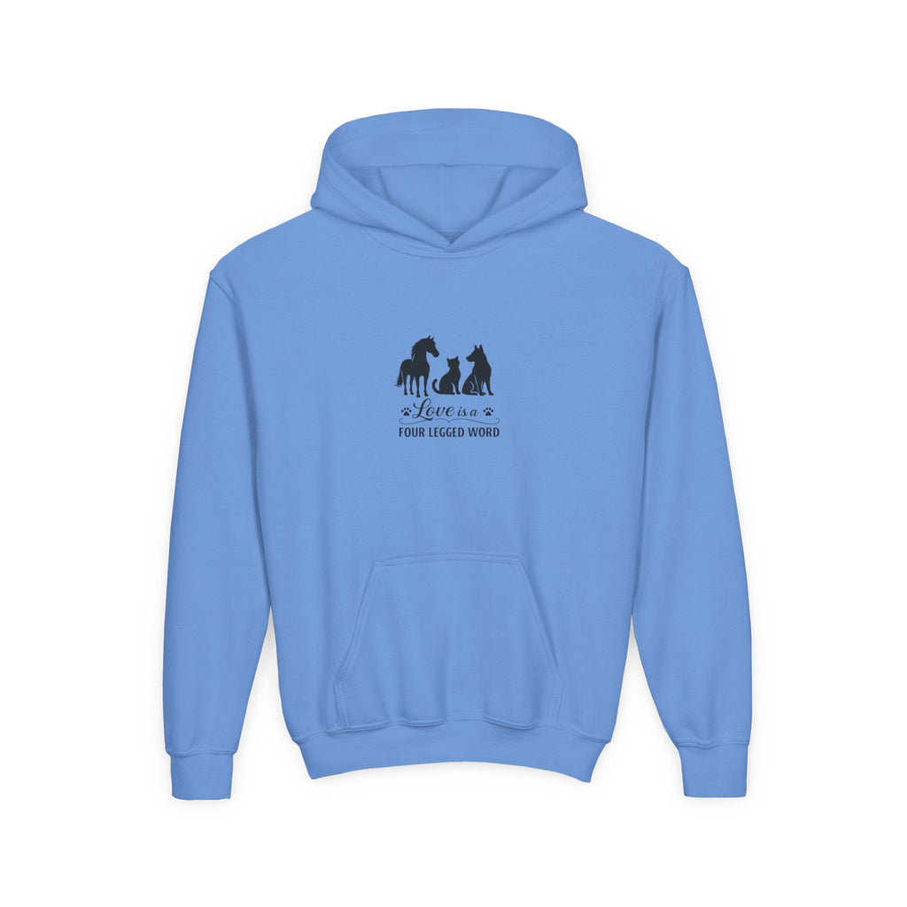 Kids Hoodie — "Love is a Four Legged Word" Animal Support