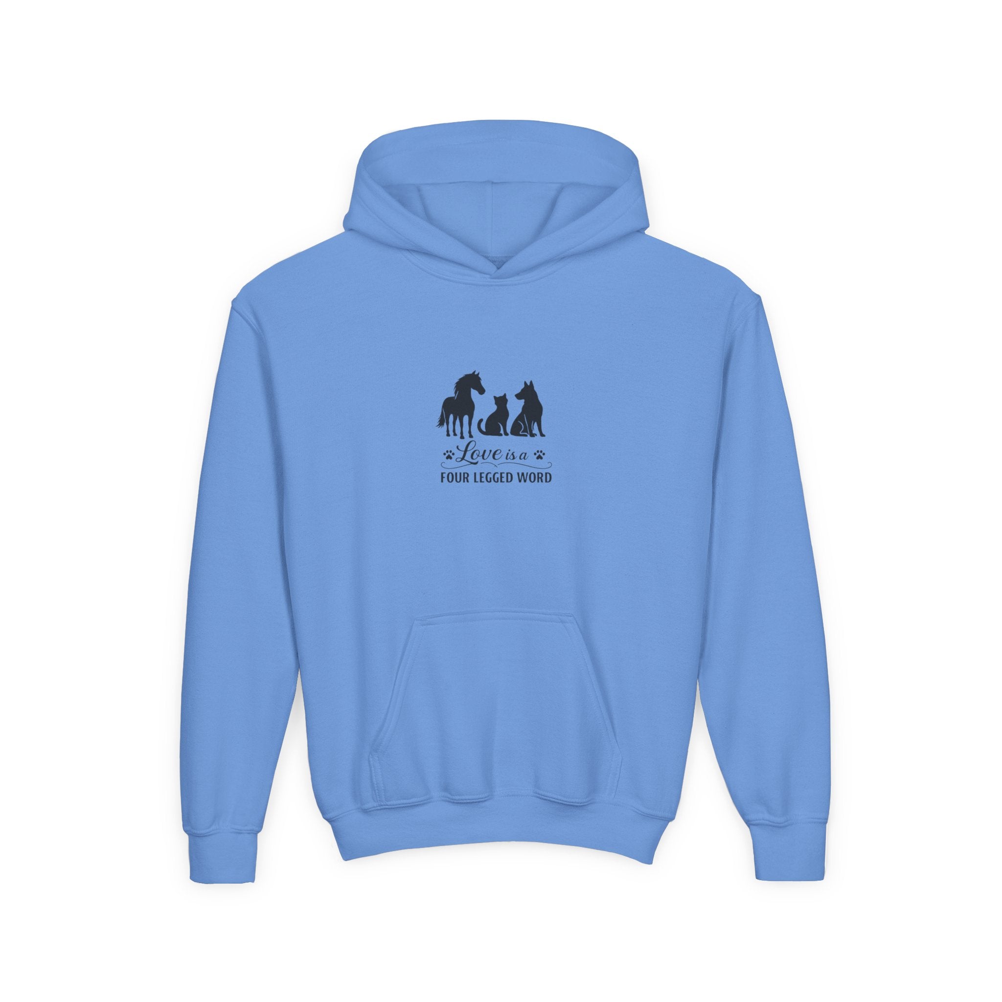 Kids Hoodie — "Love is a Four Legged Word" Animal Support
