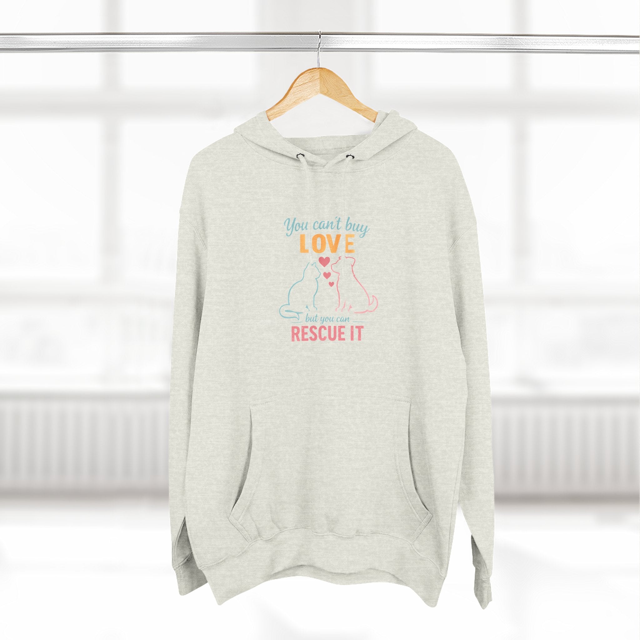 Rescue Love Fleece Hoodie — "You Can't Buy Love But You Can Rescue It"