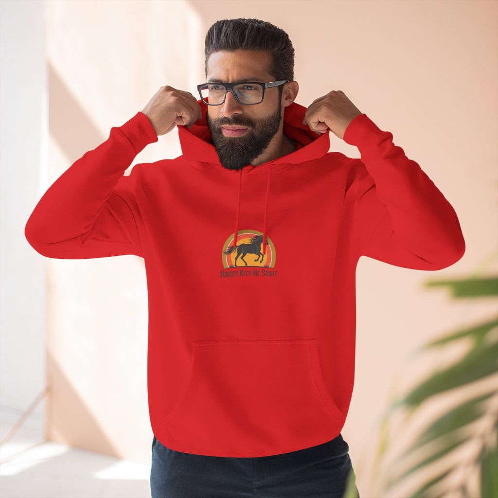 Horse Sunset Hoodie — Retro Equine Graphic Fleece Pullover