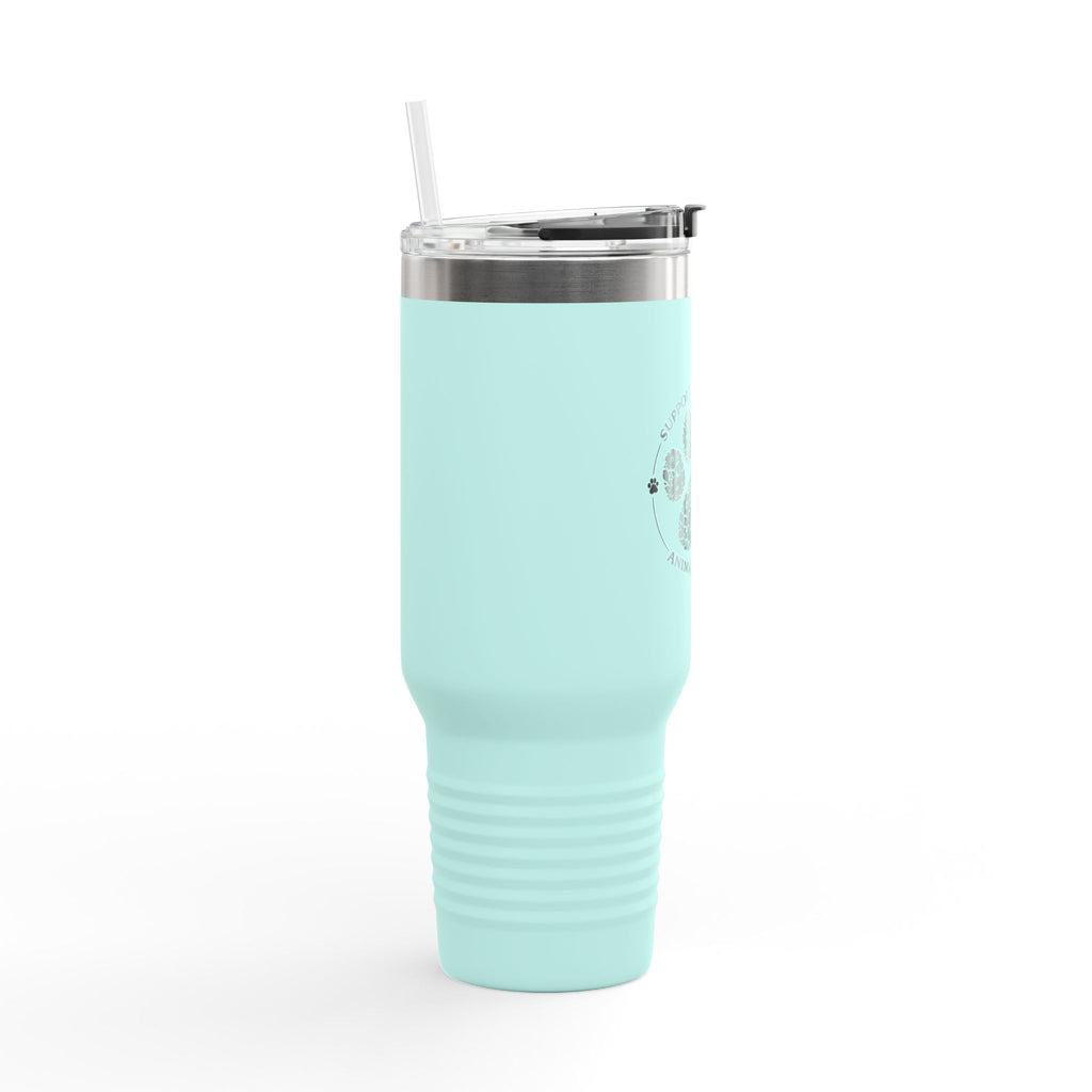 40oz Insulated Travel Mug — "Support Your Local Animal Shelter" Paw Print Design