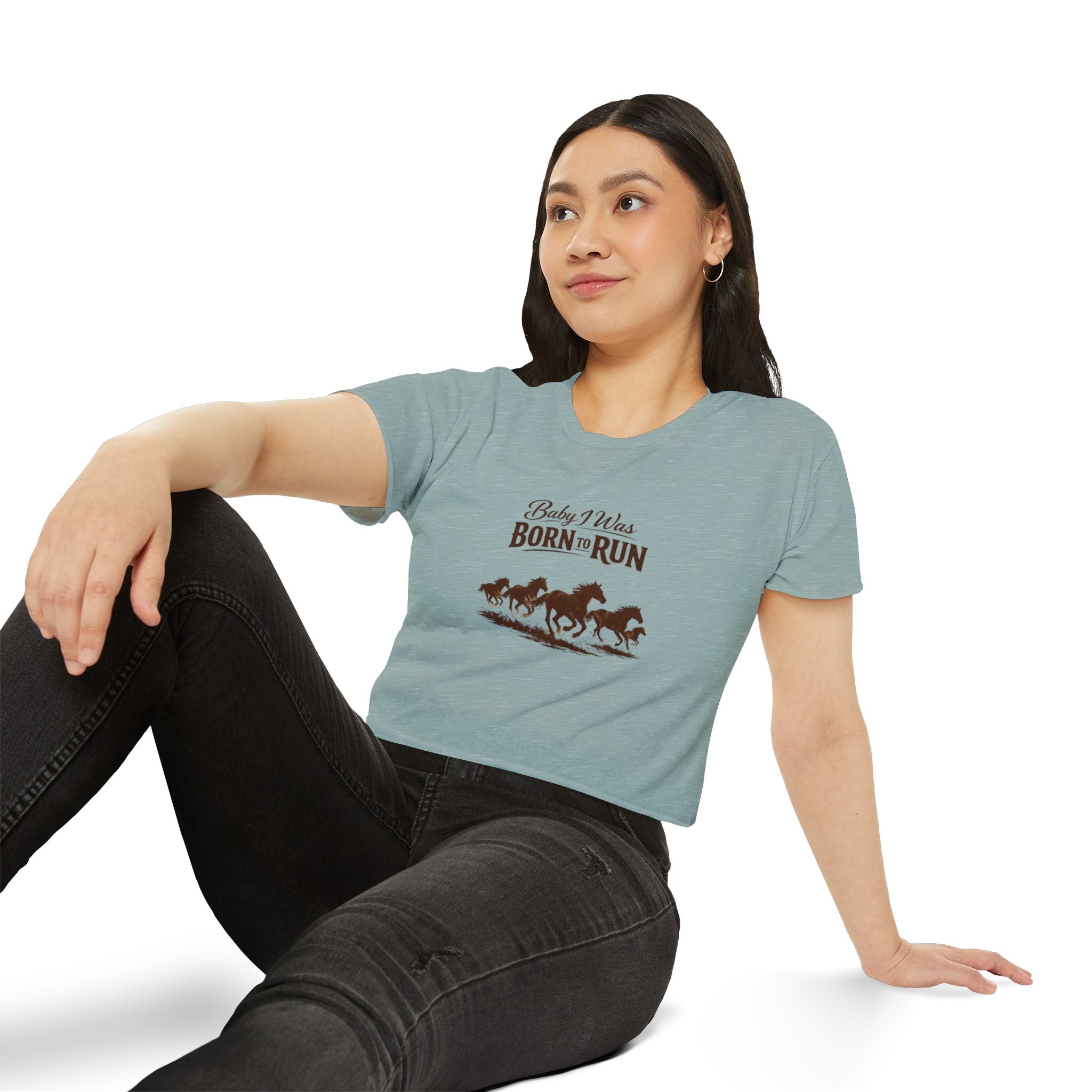 Born to Run Crop Top - Wild Horses Graphic Women's Festival Tee