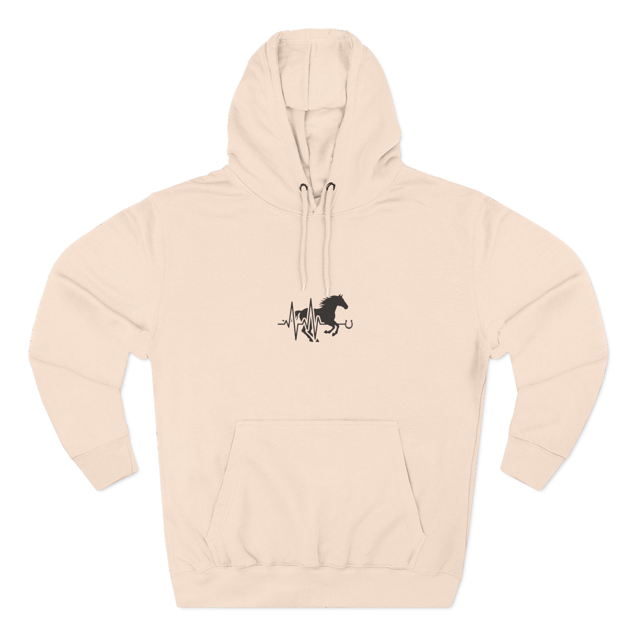 Horse Heartbeat Hoodie — Minimal Equestrian Fleece Pullover