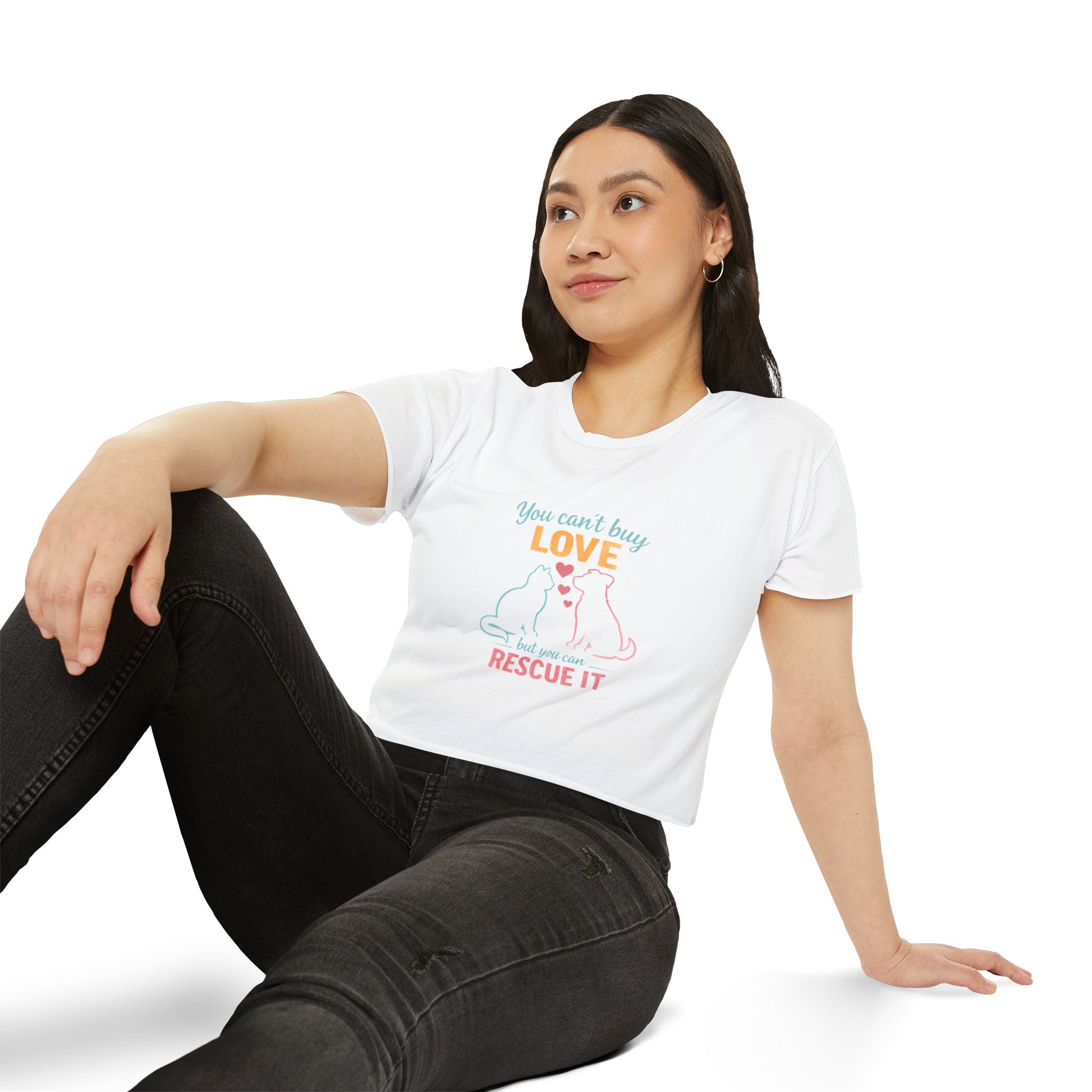 Rescue Love Crop Top — “You can't buy love but you can rescue it” Rescue Pet Festival Tee