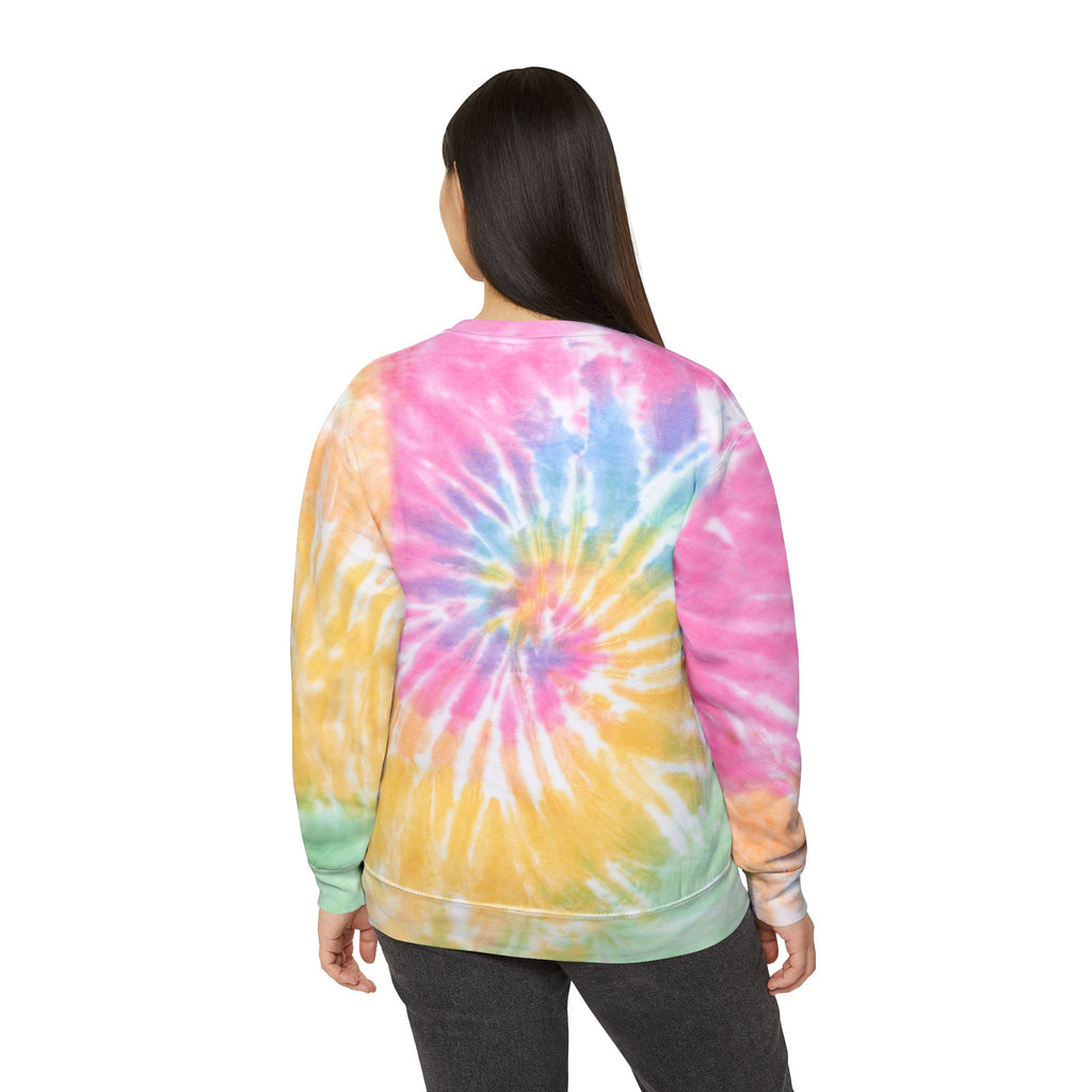 Tie-Dye Sweatshirt — "Coffee Dogs Good Vibes" Light Blue Cozy Pullover