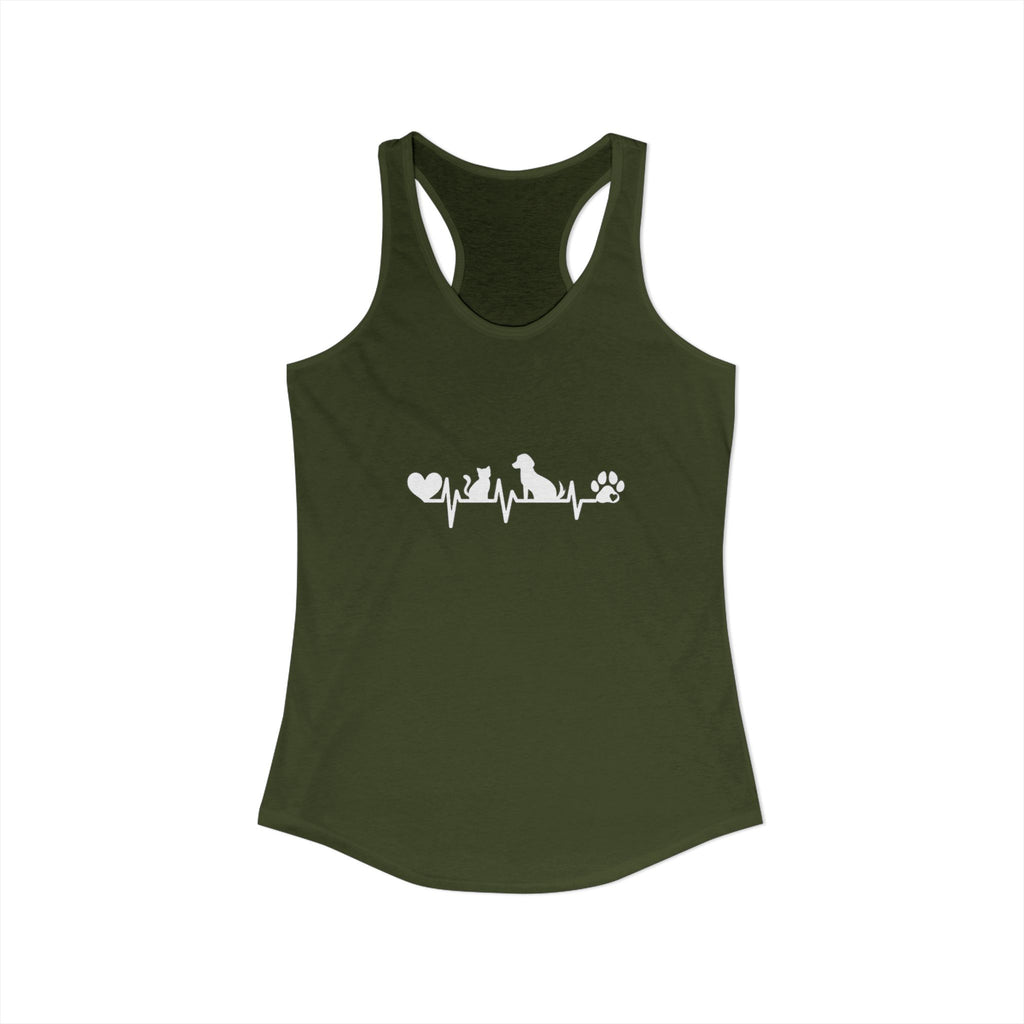 Dog-Cat Heartbeat Racerback Tank