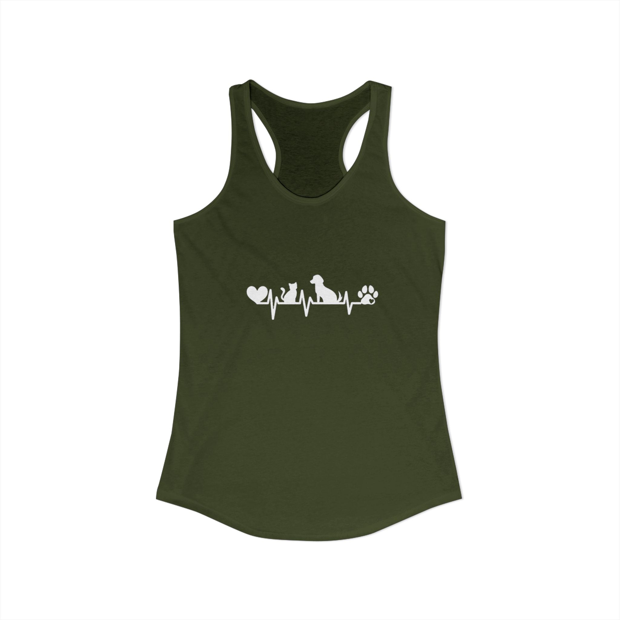 Dog-Cat Heartbeat Racerback Tank