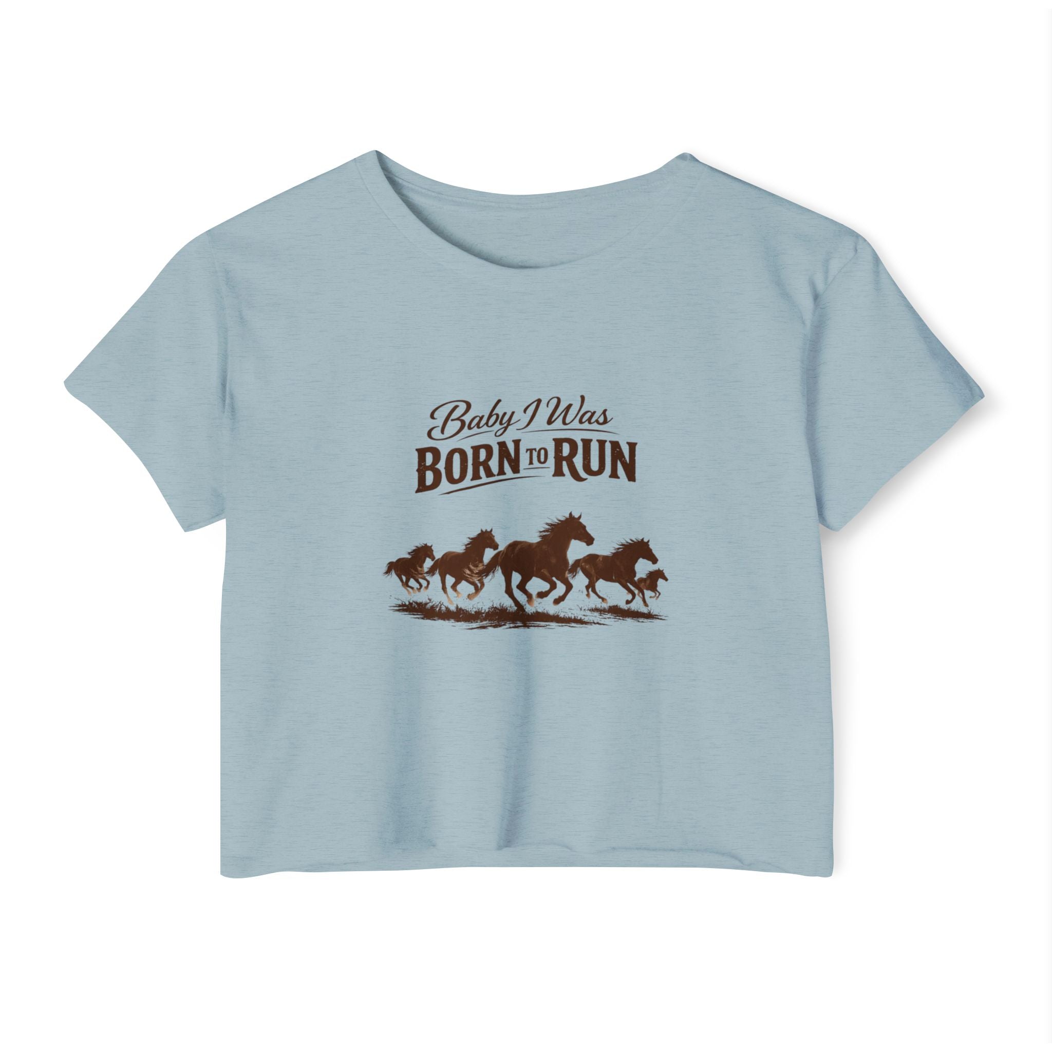 Born to Run Crop Top - Wild Horses Graphic Women's Festival Tee