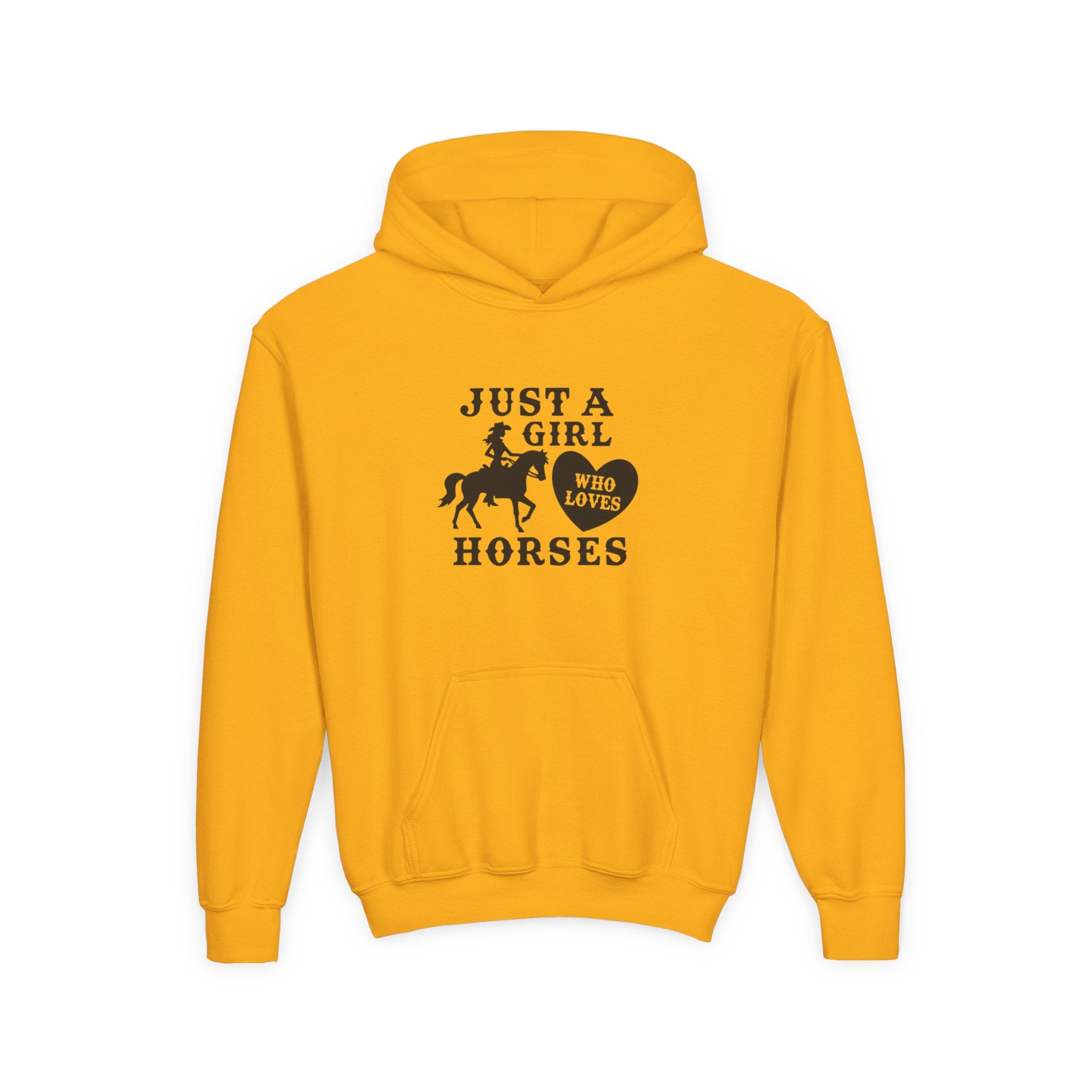 Girls' Horses Hoodie – "Just a Girl Who Loves Horses" Youth Sweatshirt