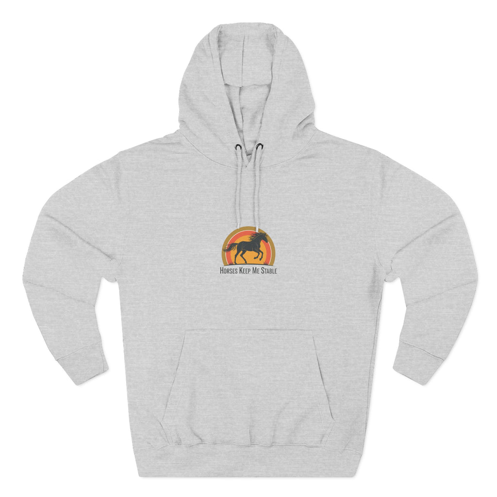 Horse Sunset Hoodie — Retro Equine Graphic Fleece Pullover
