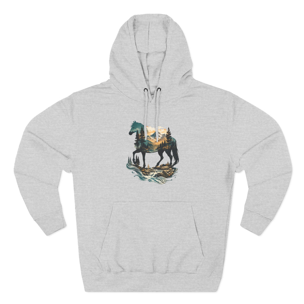Horse Sunset Mountain Hoodie — Three-Panel Fleece