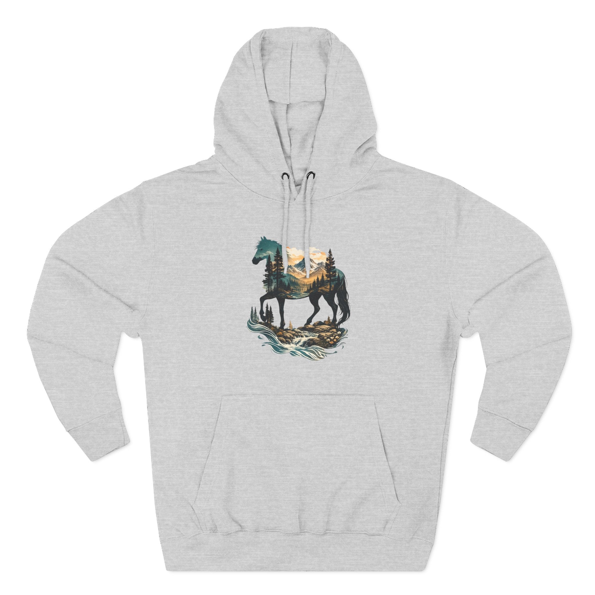 Horse Sunset Mountain Hoodie — Three-Panel Fleece