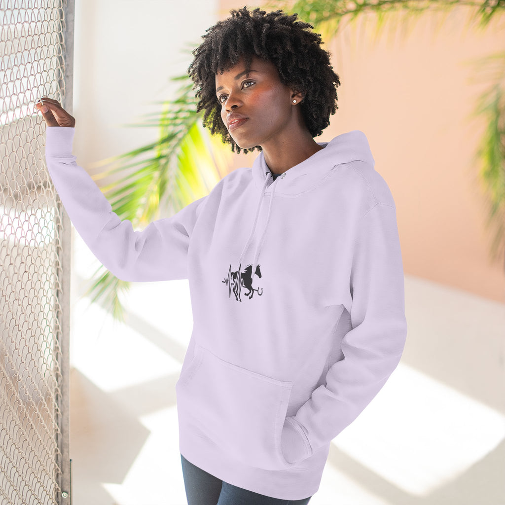 Horse Heartbeat Hoodie — Minimal Equestrian Fleece Pullover