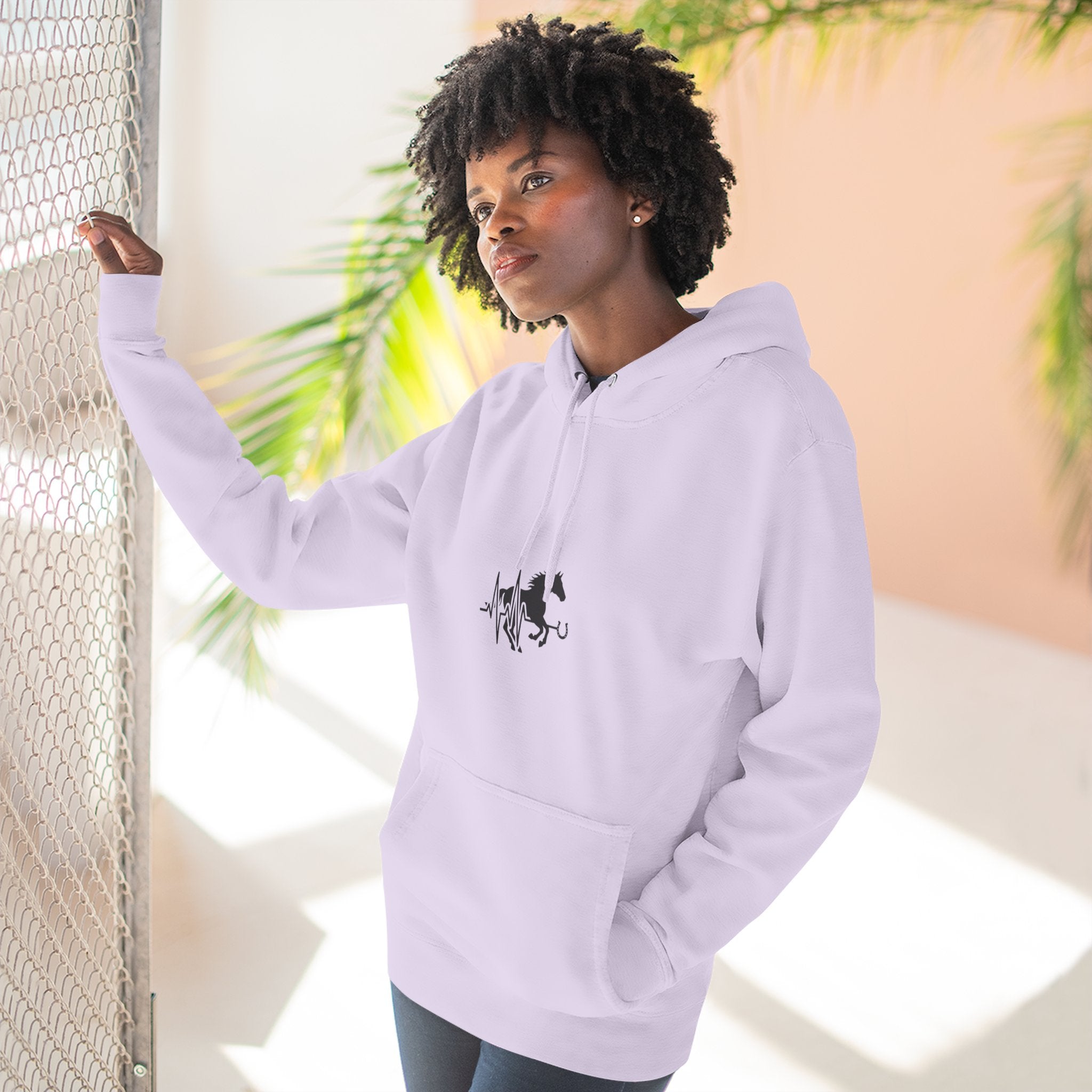 Horse Heartbeat Hoodie — Minimal Equestrian Fleece Pullover