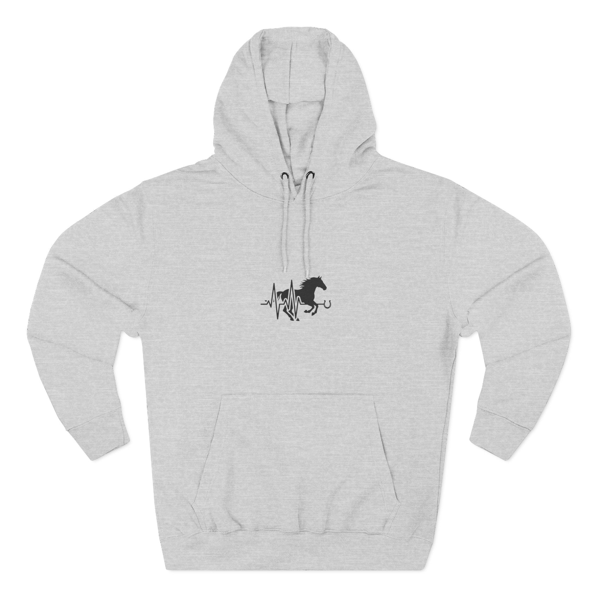 Horse Heartbeat Hoodie — Minimal Equestrian Fleece Pullover