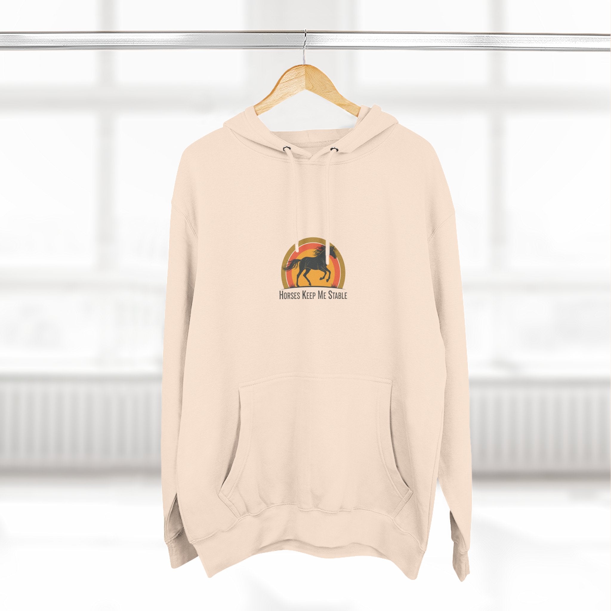 Horse Sunset Hoodie — Retro Equine Graphic Fleece Pullover