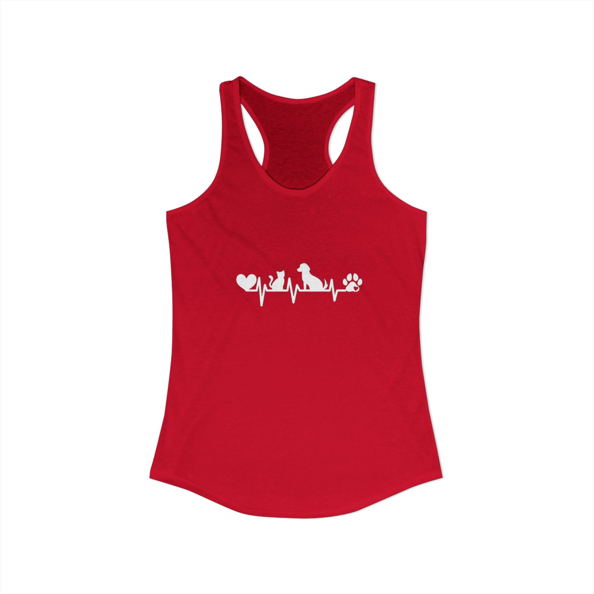 Dog-Cat Heartbeat Racerback Tank