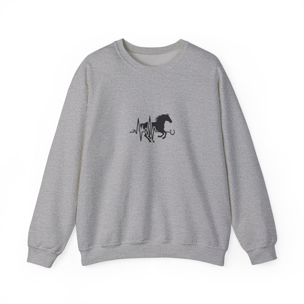 Horse Heartbeat Crewneck Sweatshirt — Equestrian Horse Love Graphic