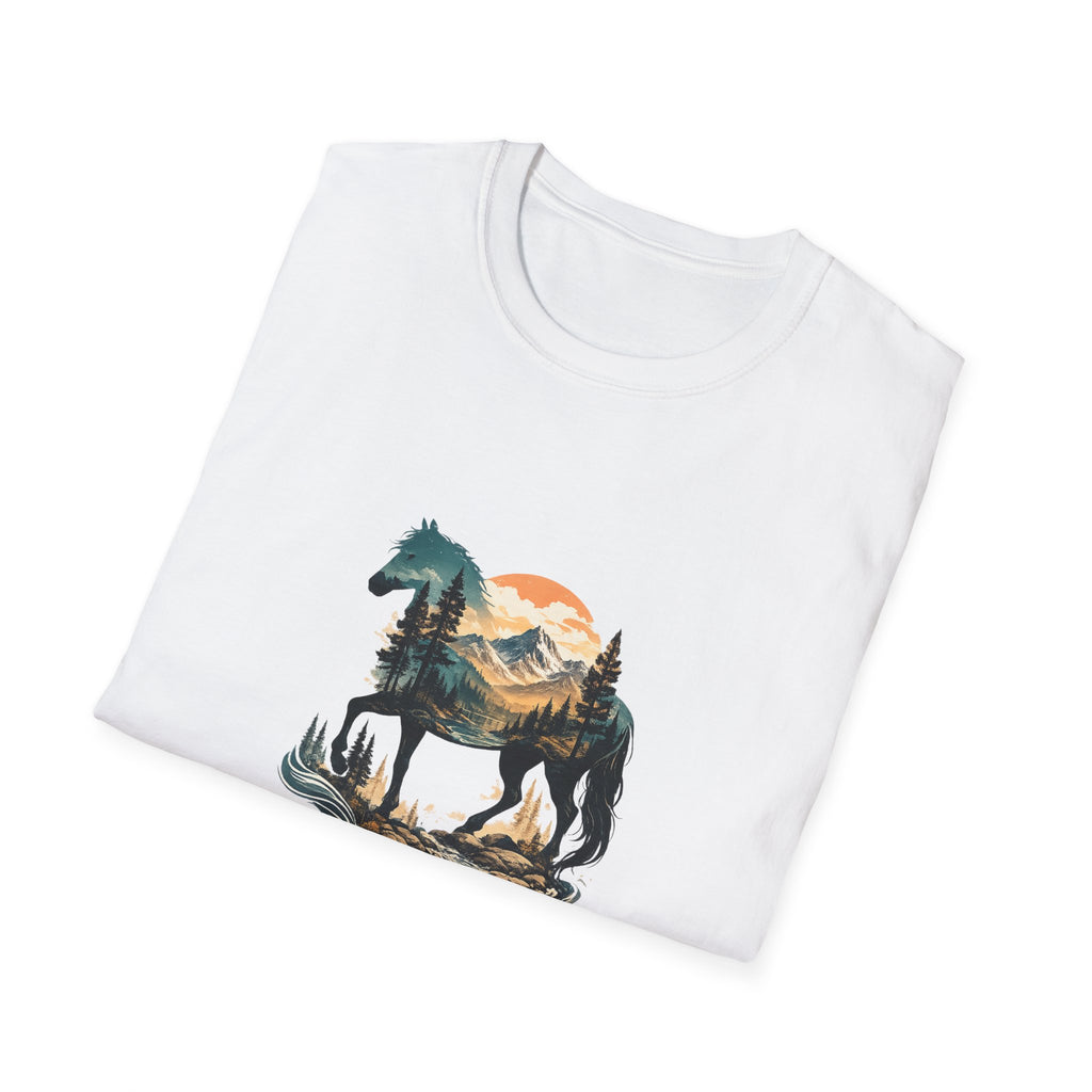 Sunset Mountain Horse T-Shirt — Horse in the Mountains at Sunset Comfy Tee