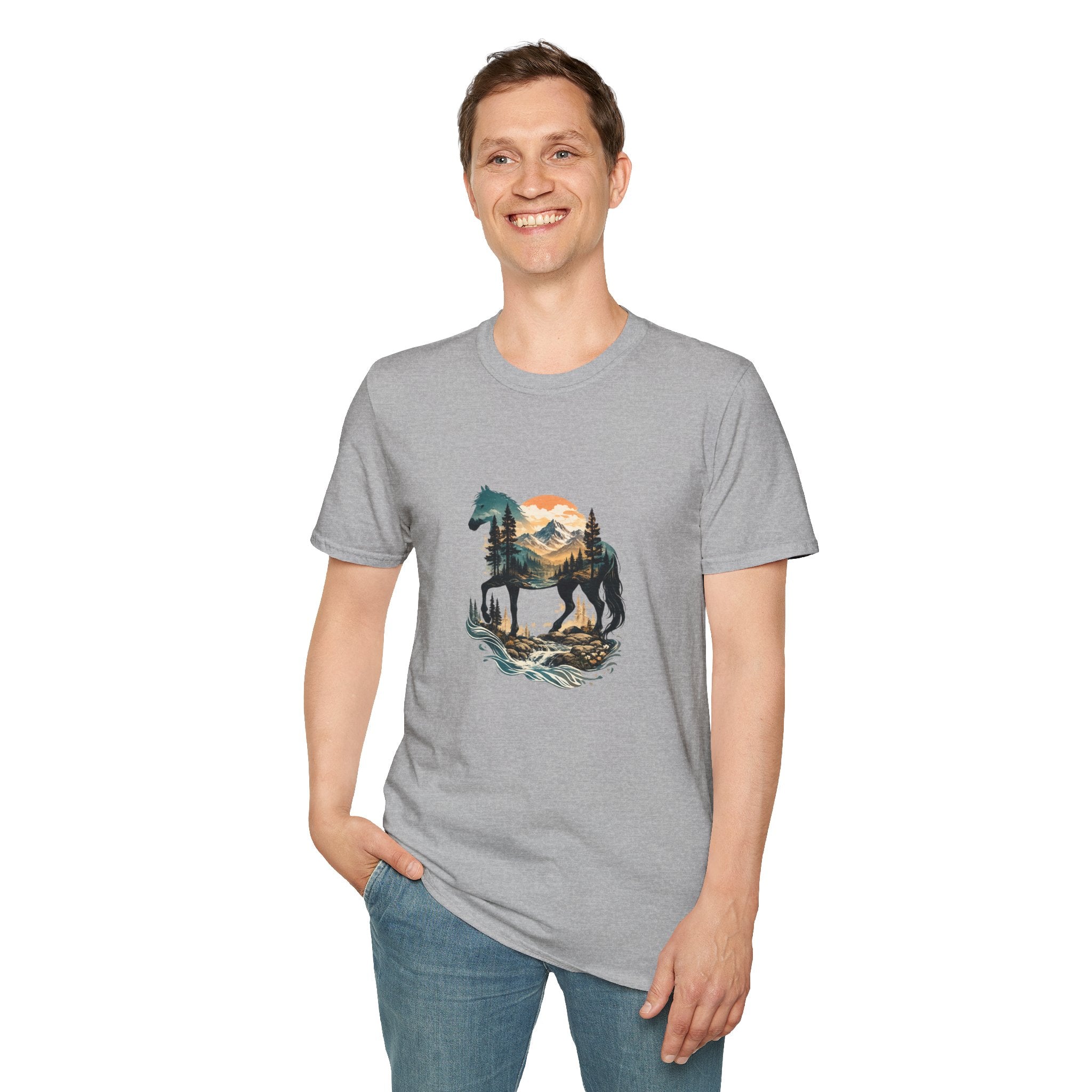 Sunset Mountain Horse T-Shirt — Horse in the Mountains at Sunset Comfy Tee